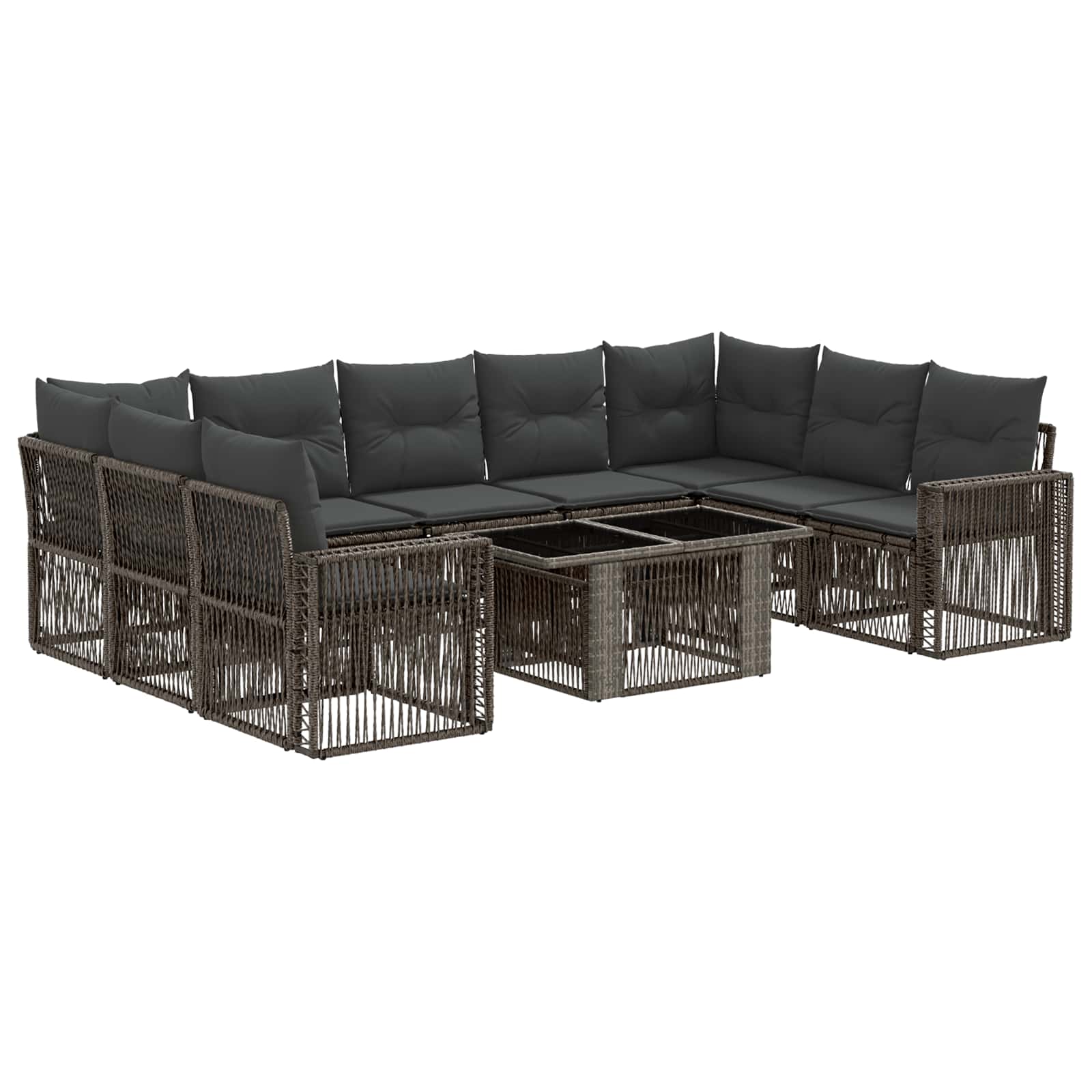 Gartensofa-set 10 stk. Grau und Dunkelgrau Poly-Rattan