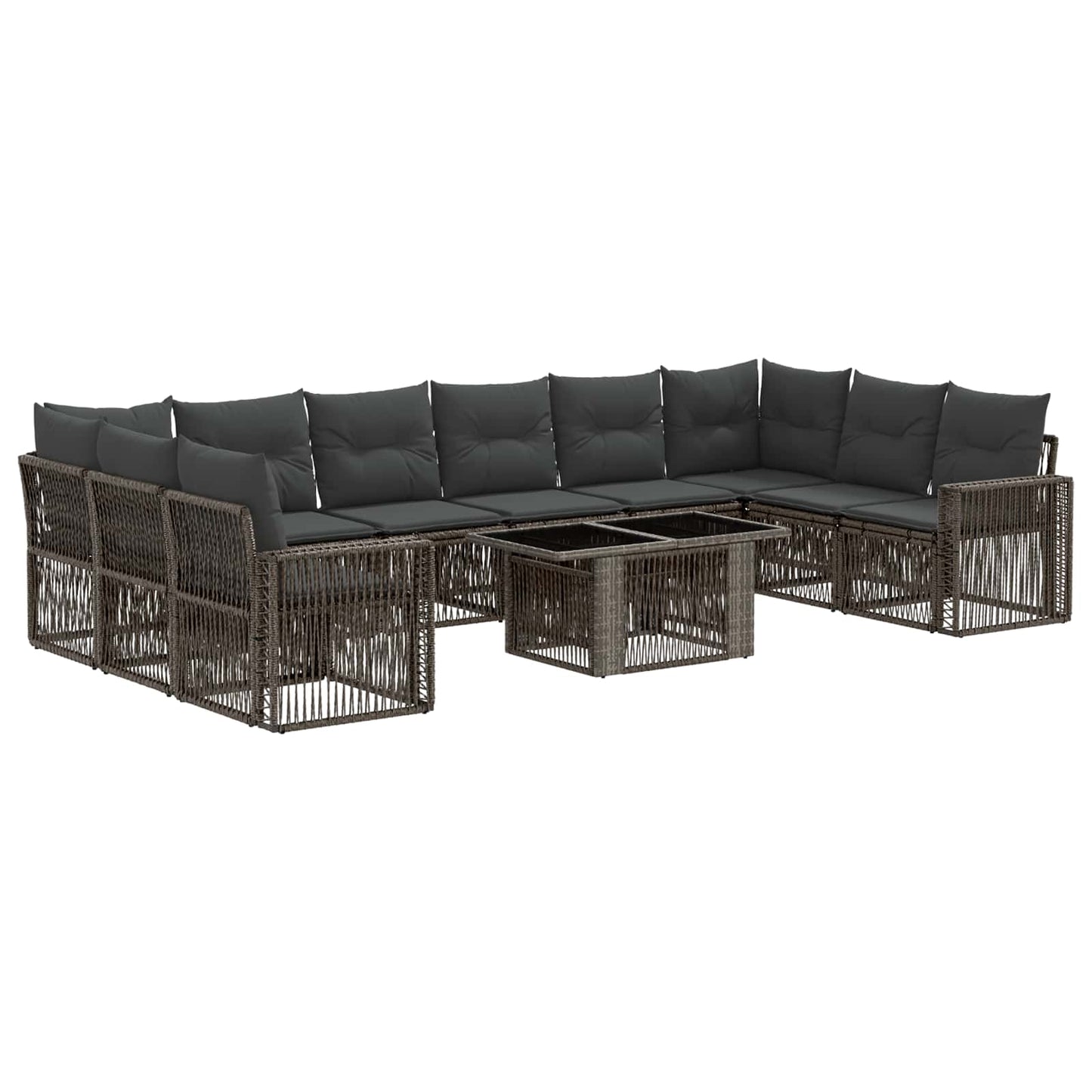 Gartensofa-set 11 stk. Grau und Dunkelgrau Poly-Rattan