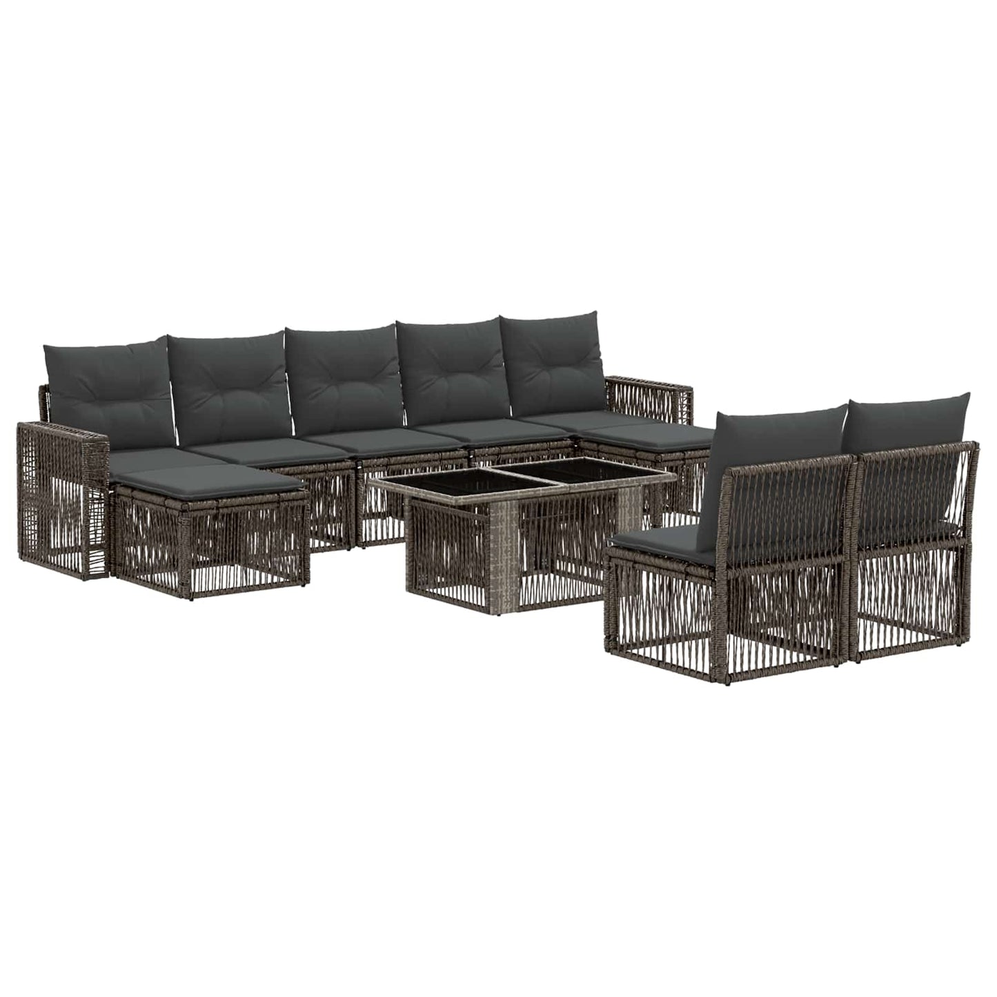Gartensofa-set 10 stk. Grau und Dunkelgrau Poly-Rattan
