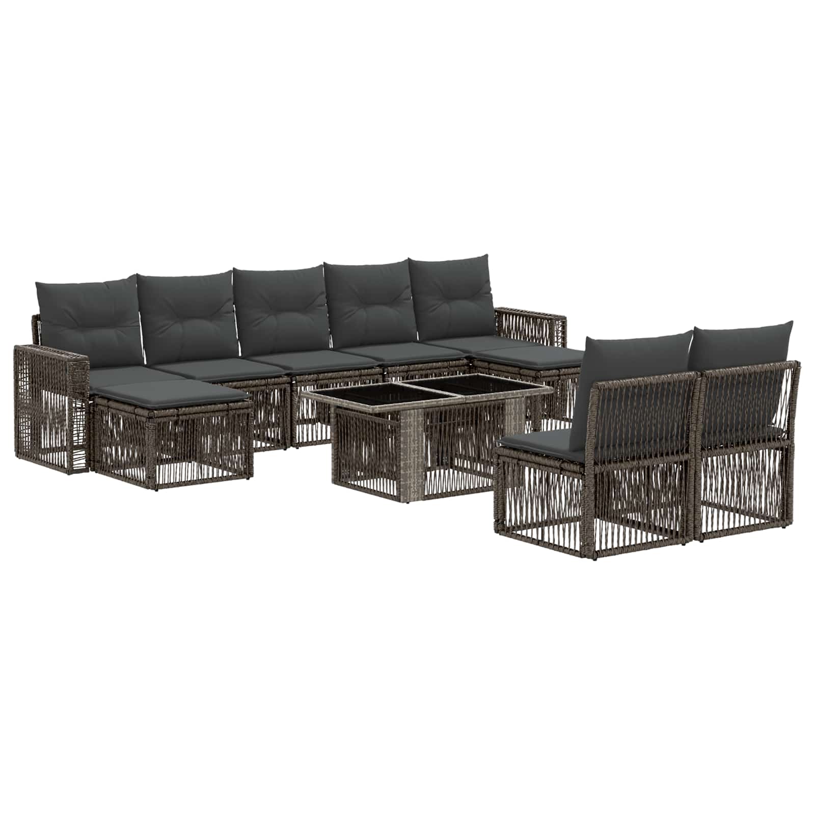 Gartensofa-set 10 stk. Grau und Dunkelgrau Poly-Rattan