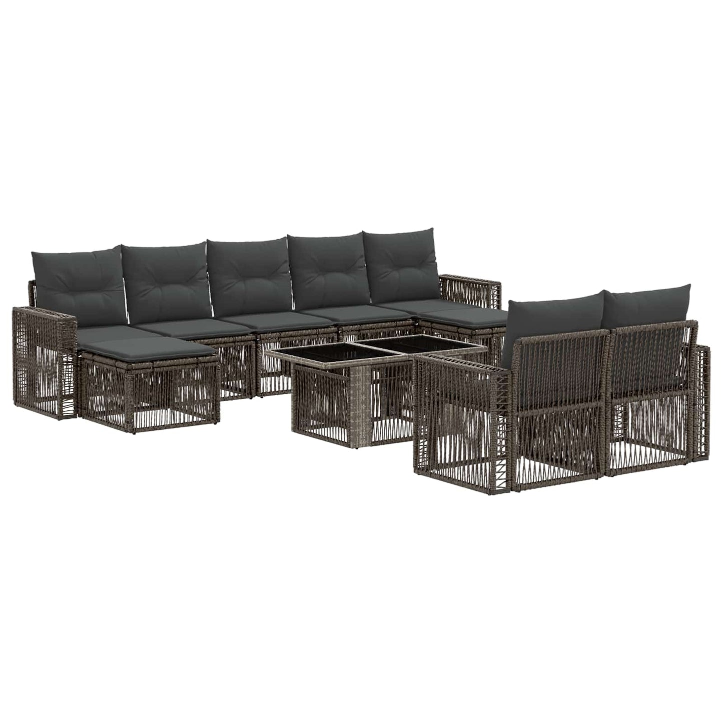 Gartensofa-set 10 stk. Grau und Dunkelgrau Poly-Rattan