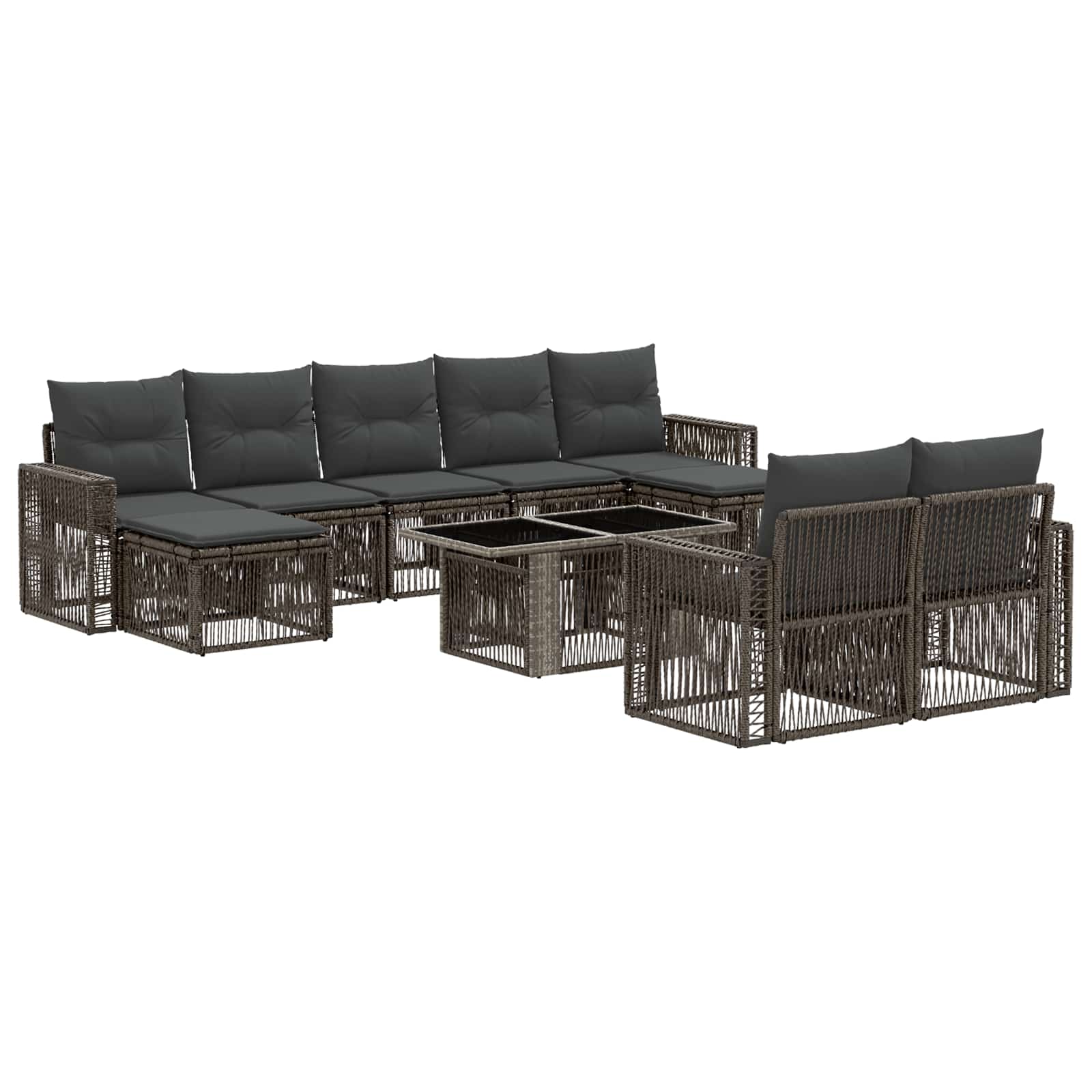 Gartensofa-set 10 stk. Grau und Dunkelgrau Poly-Rattan