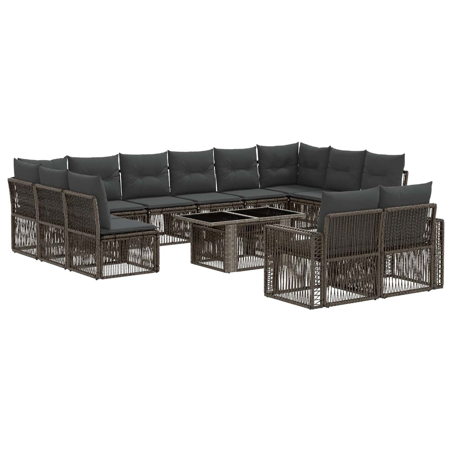 Gartensofa-set 13 stk. Grau und Dunkelgrau Poly-Rattan