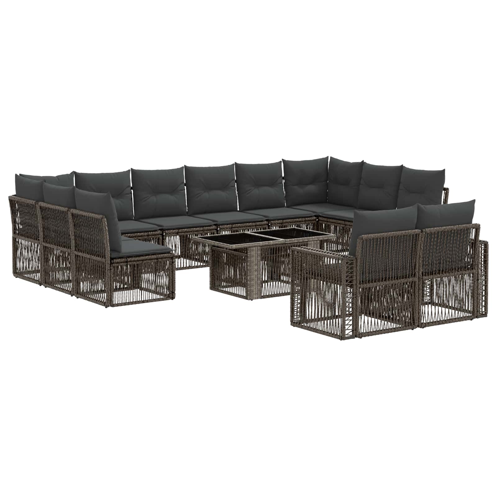 Gartensofa-set 13 stk. Grau und Dunkelgrau Poly-Rattan