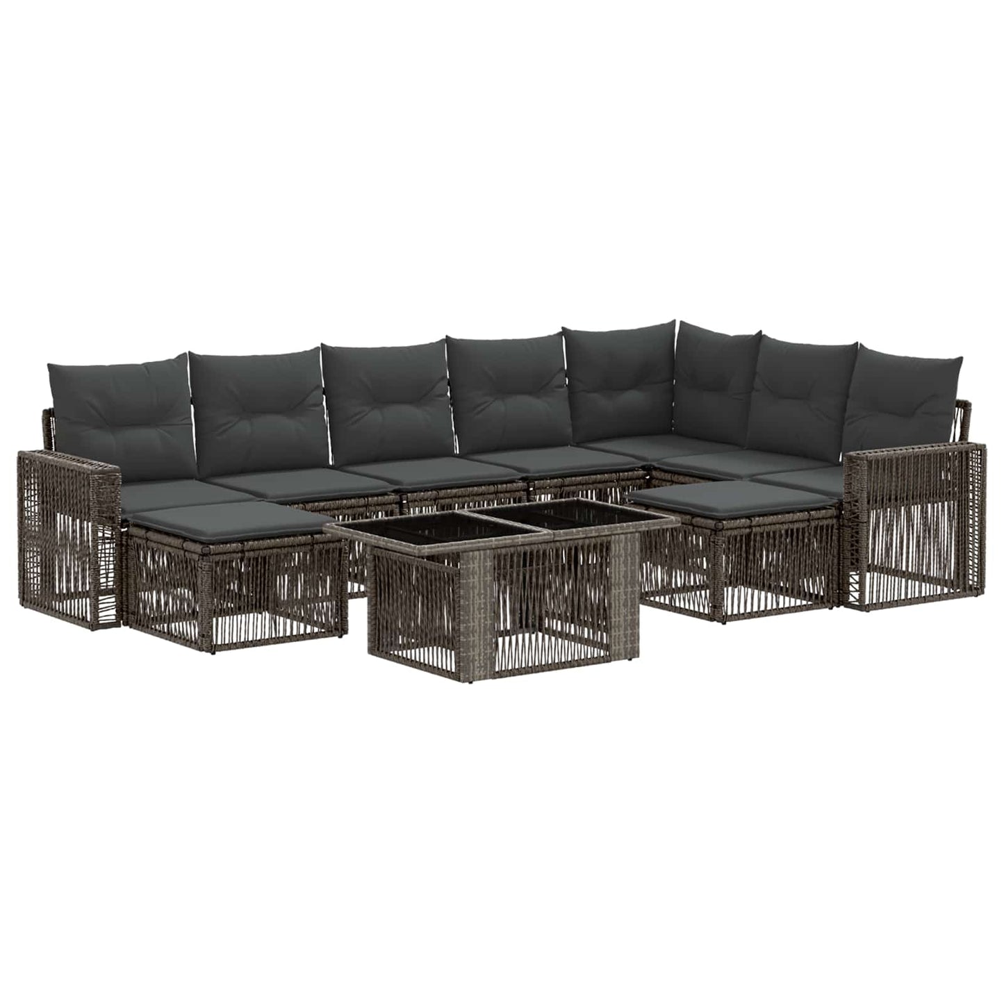 Gartensofa-set 10 stk. Grau und Dunkelgrau Poly-Rattan