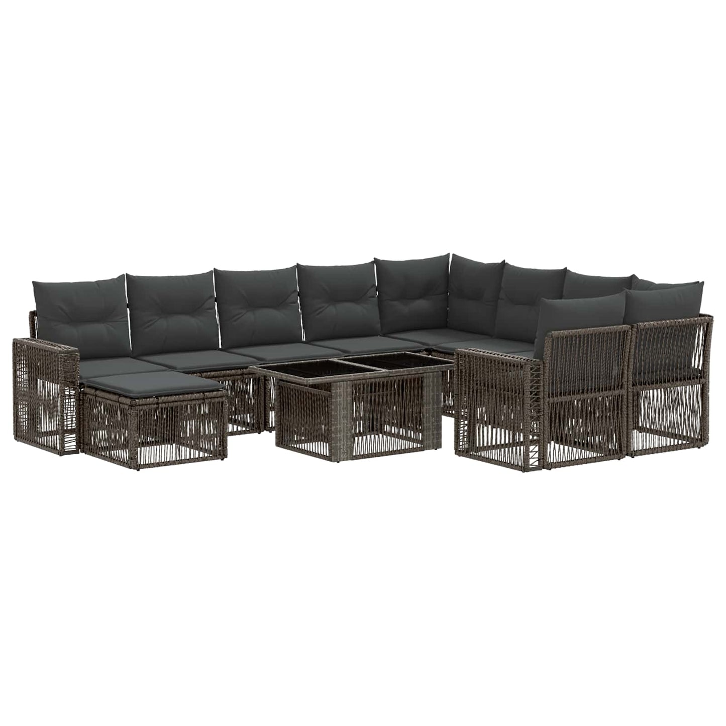 Gartensofa-set 11 stk. Grau und Dunkelgrau Poly-Rattan