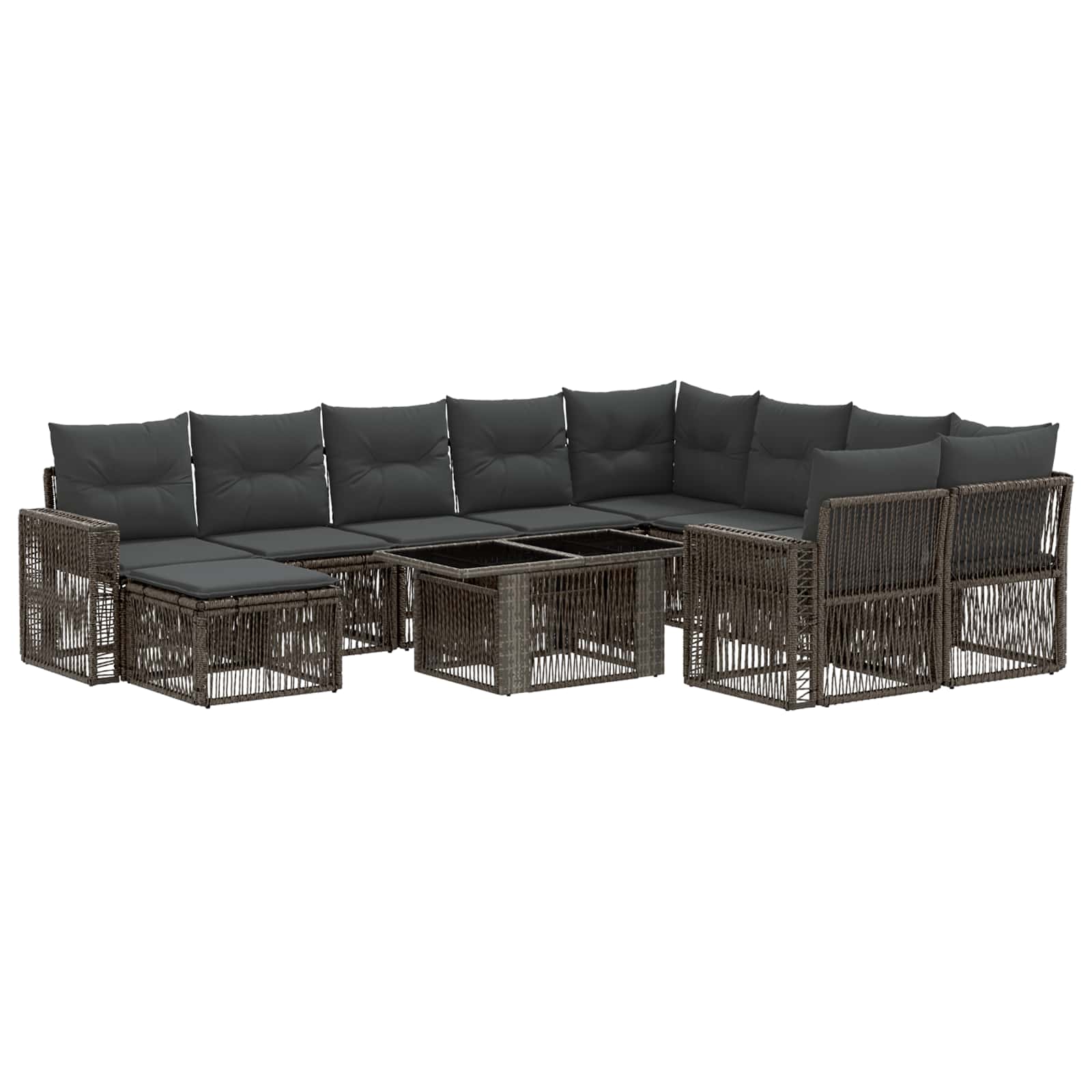 Gartensofa-set 11 stk. Grau und Dunkelgrau Poly-Rattan