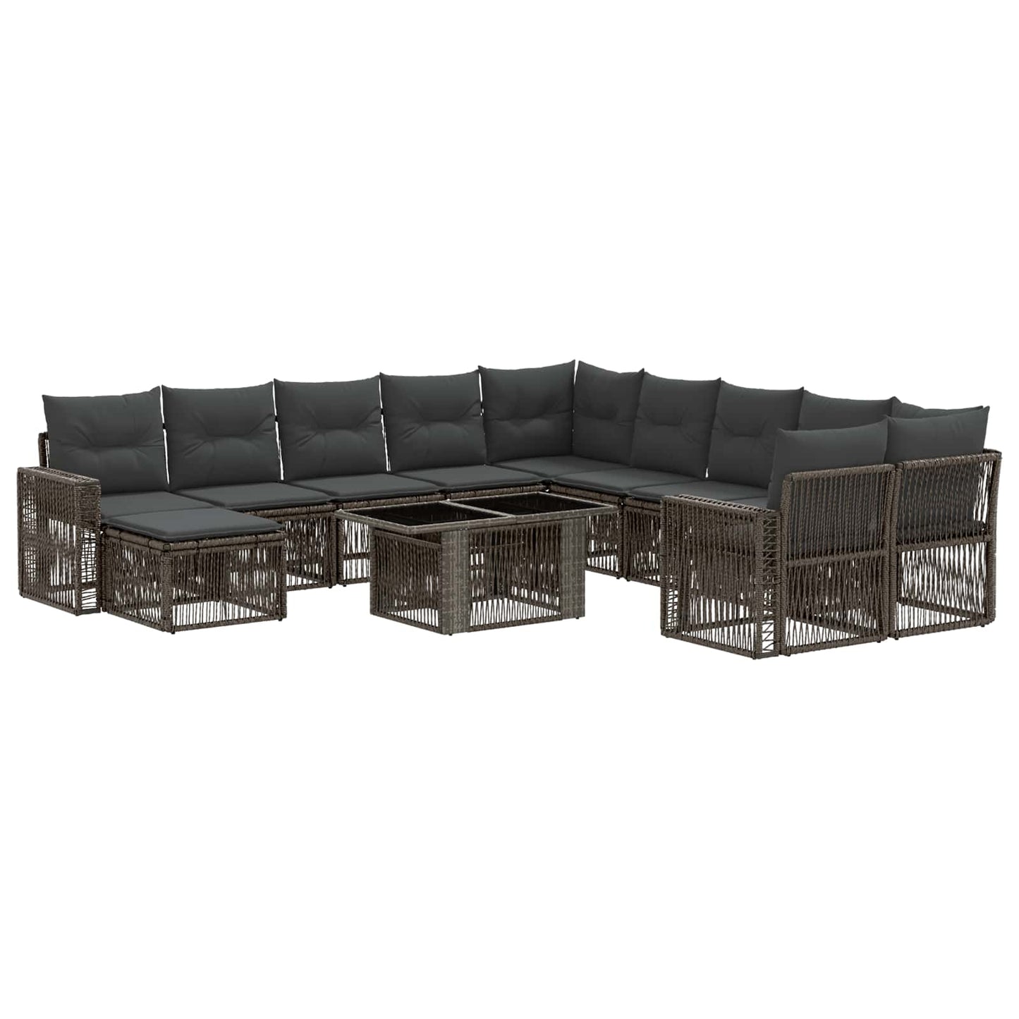 Gartensofa-set 12 stk. Grau und Dunkelgrau Poly-Rattan