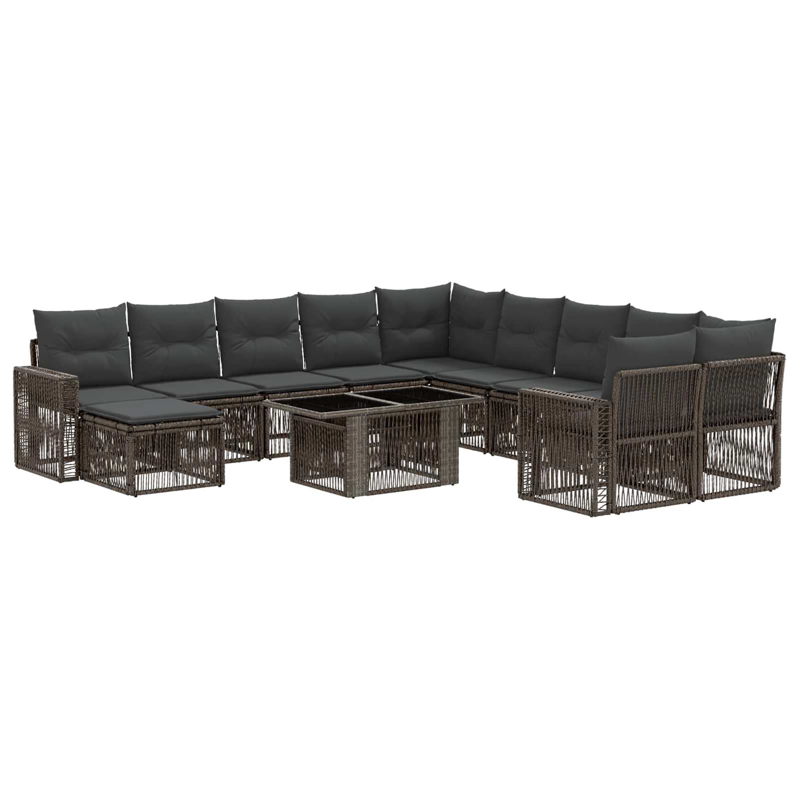 Gartensofa-set 12 stk. Grau und Dunkelgrau Poly-Rattan