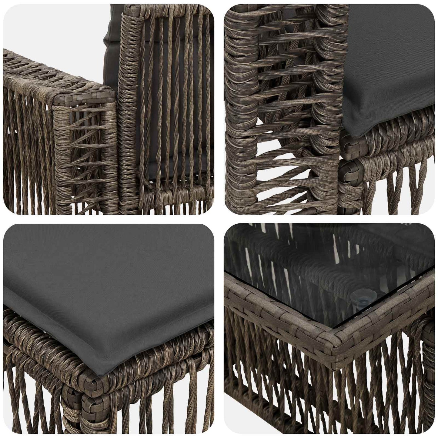 Gartensofa-set 13 stk. Grau und Dunkelgrau Poly-Rattan