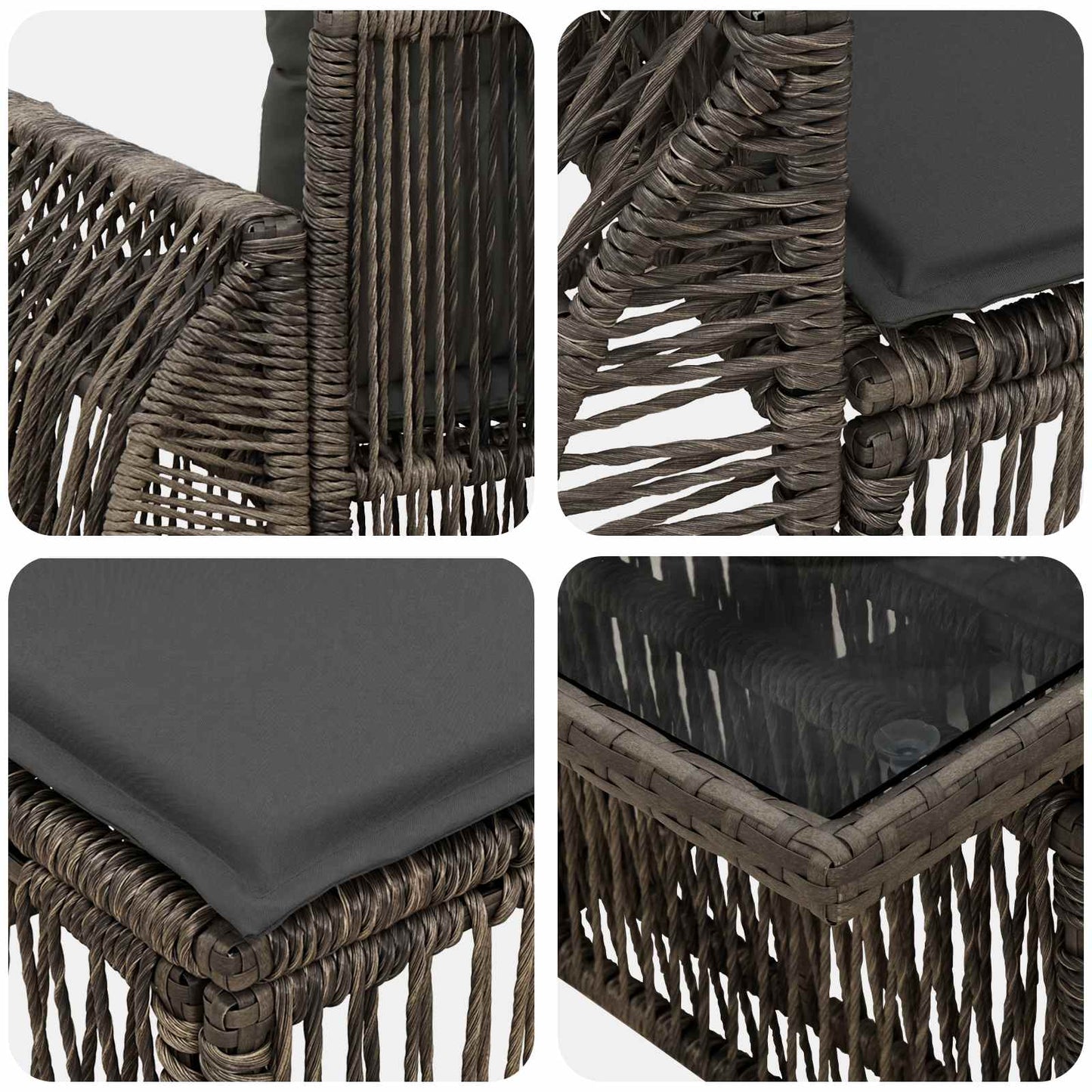 Gartensofa-set 4 stk. Grau und Dunkelgrau Poly-Rattan