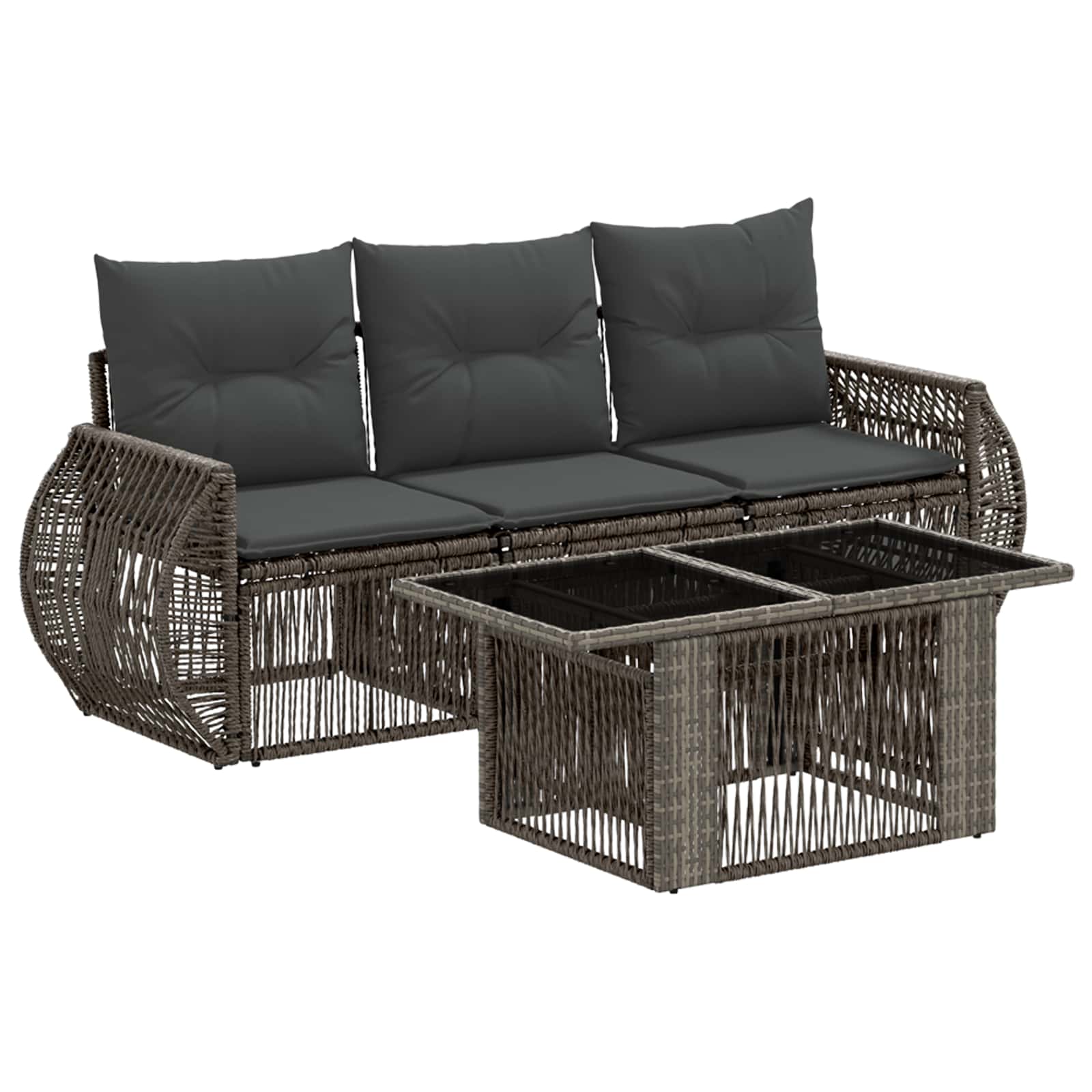 Gartensofa-set 4 stk. Grau und Dunkelgrau Poly-Rattan