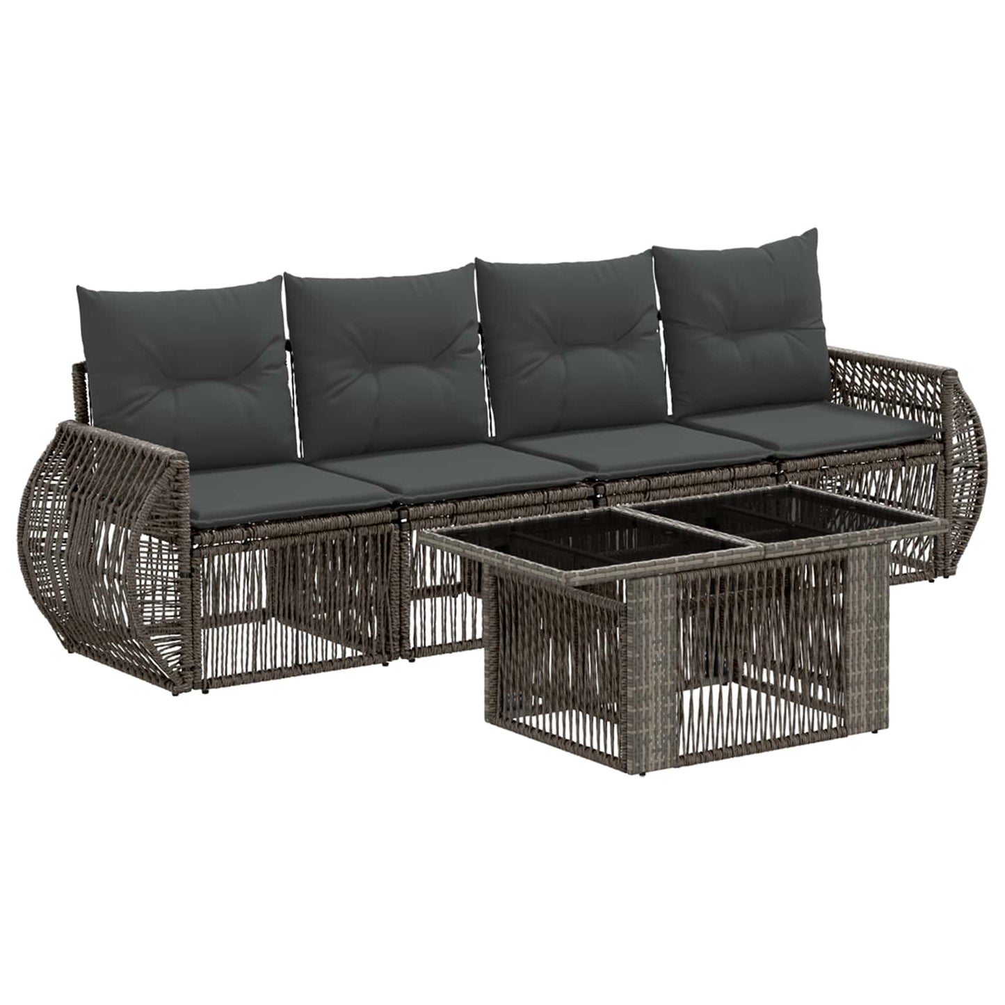 Gartensofa-set 5 stk. Grau und Dunkelgrau Poly-Rattan
