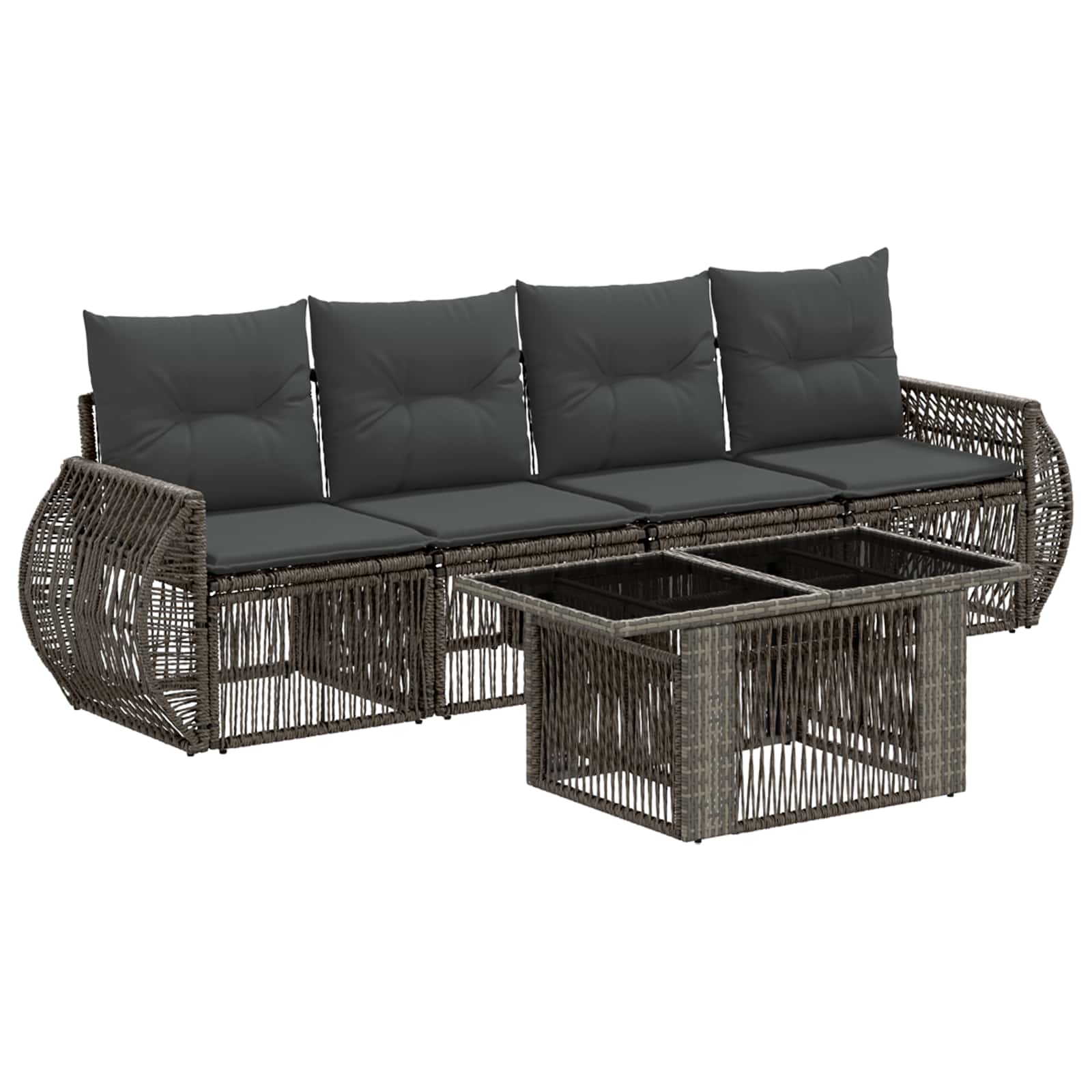 Gartensofa-set 5 stk. Grau und Dunkelgrau Poly-Rattan
