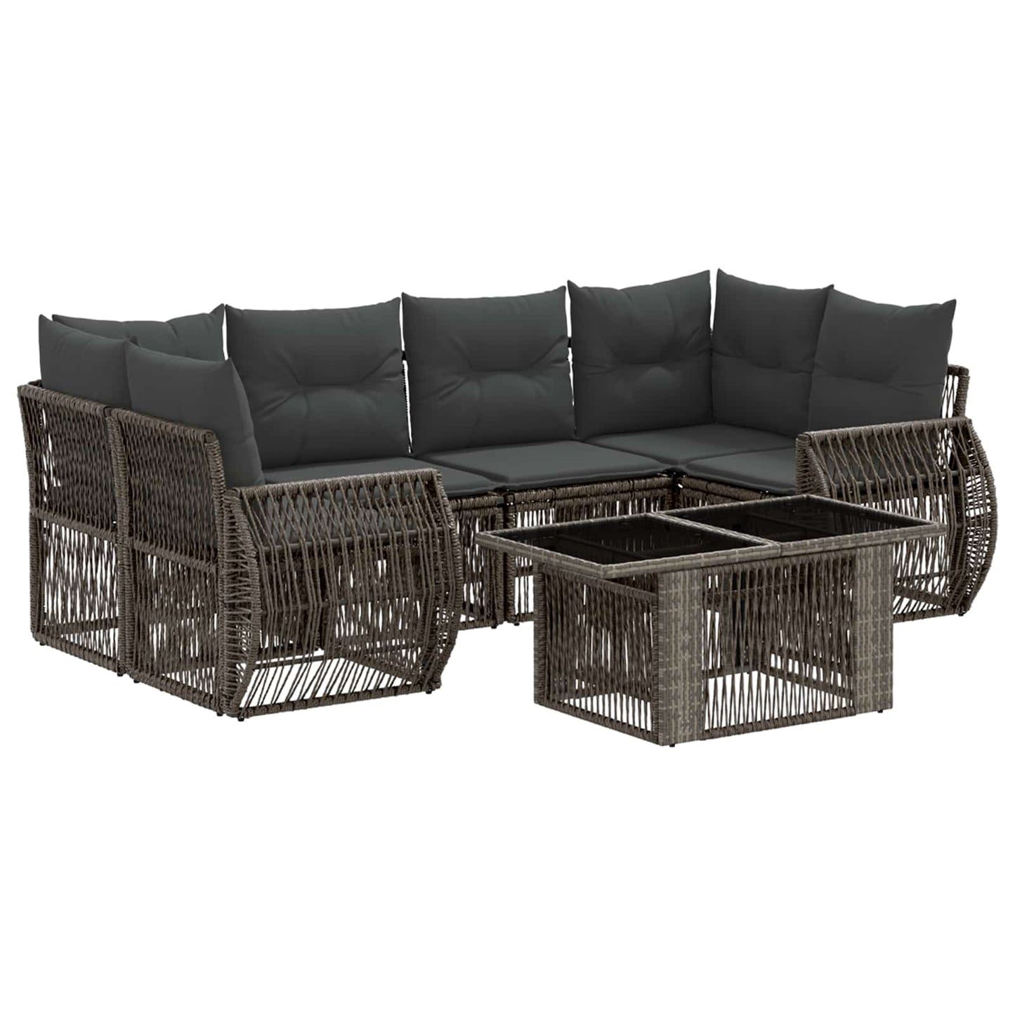 Gartensofa-set 7 stk. Grau und Dunkelgrau Poly-Rattan