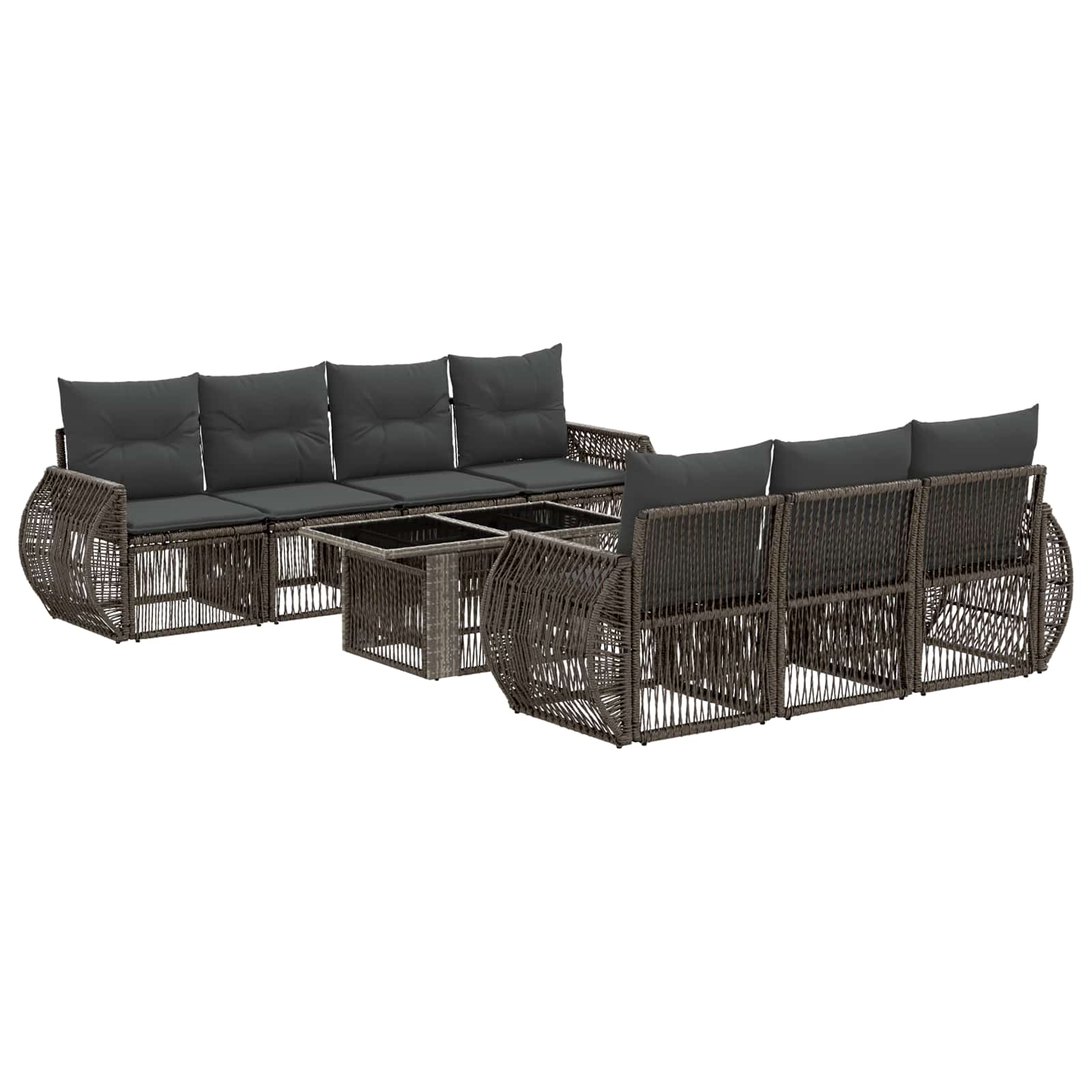 Gartensofa-set 8 stk. Grau und Dunkelgrau Poly-Rattan