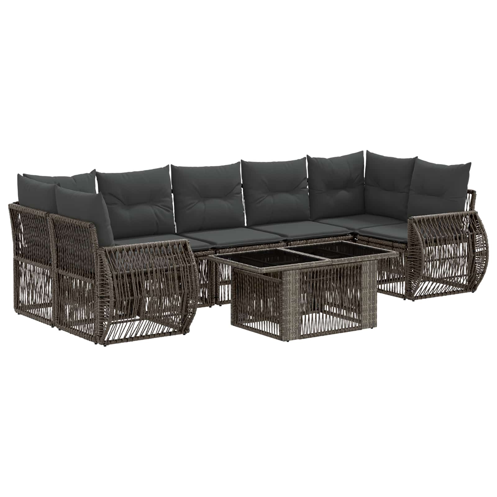 Gartensofa-set 8 stk. Grau und Dunkelgrau Poly-Rattan
