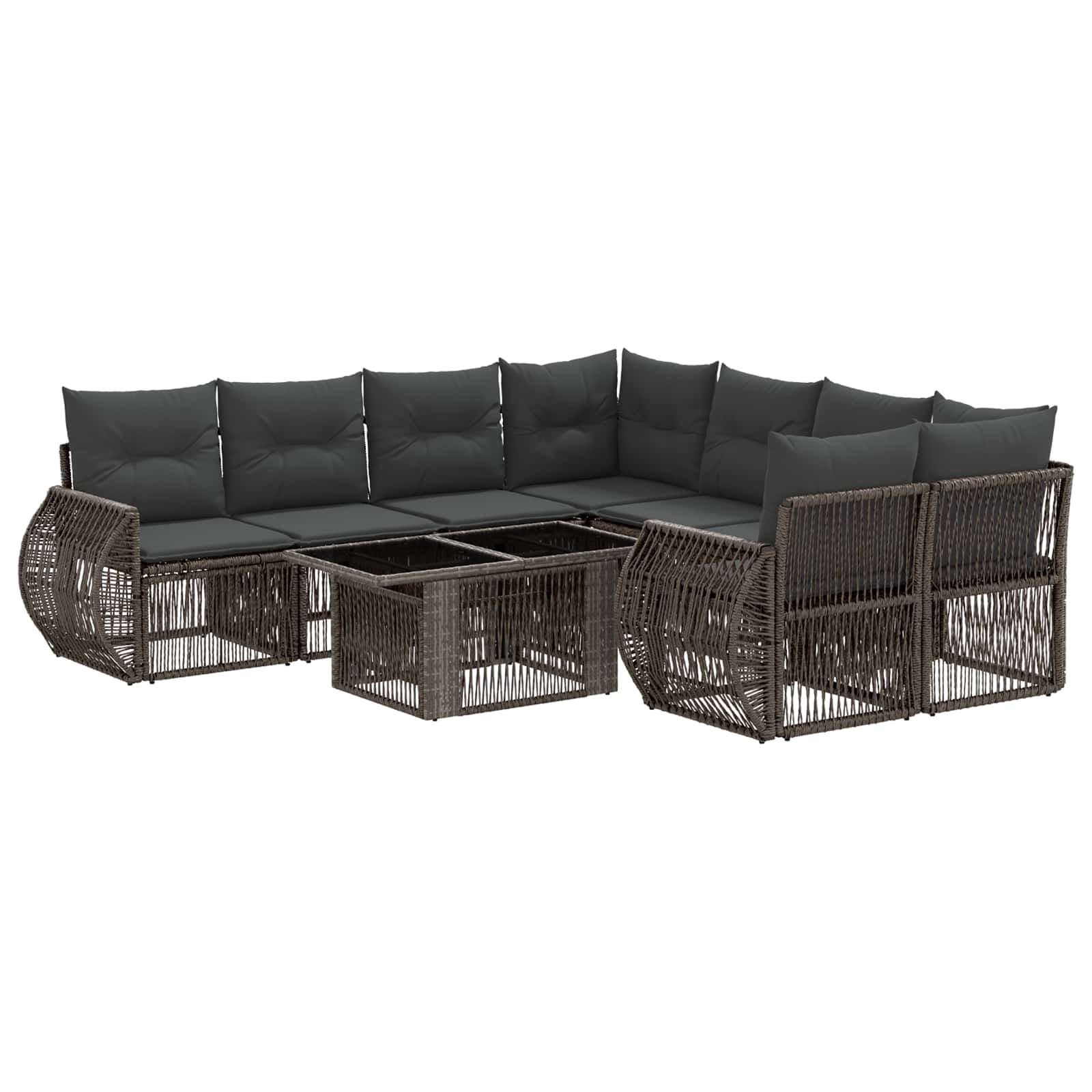 Gartensofa-set 9 stk. Grau und Dunkelgrau Poly-Rattan