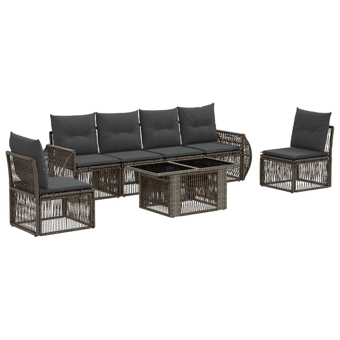 Gartensofa-set 7 stk. Grau und Dunkelgrau Poly-Rattan