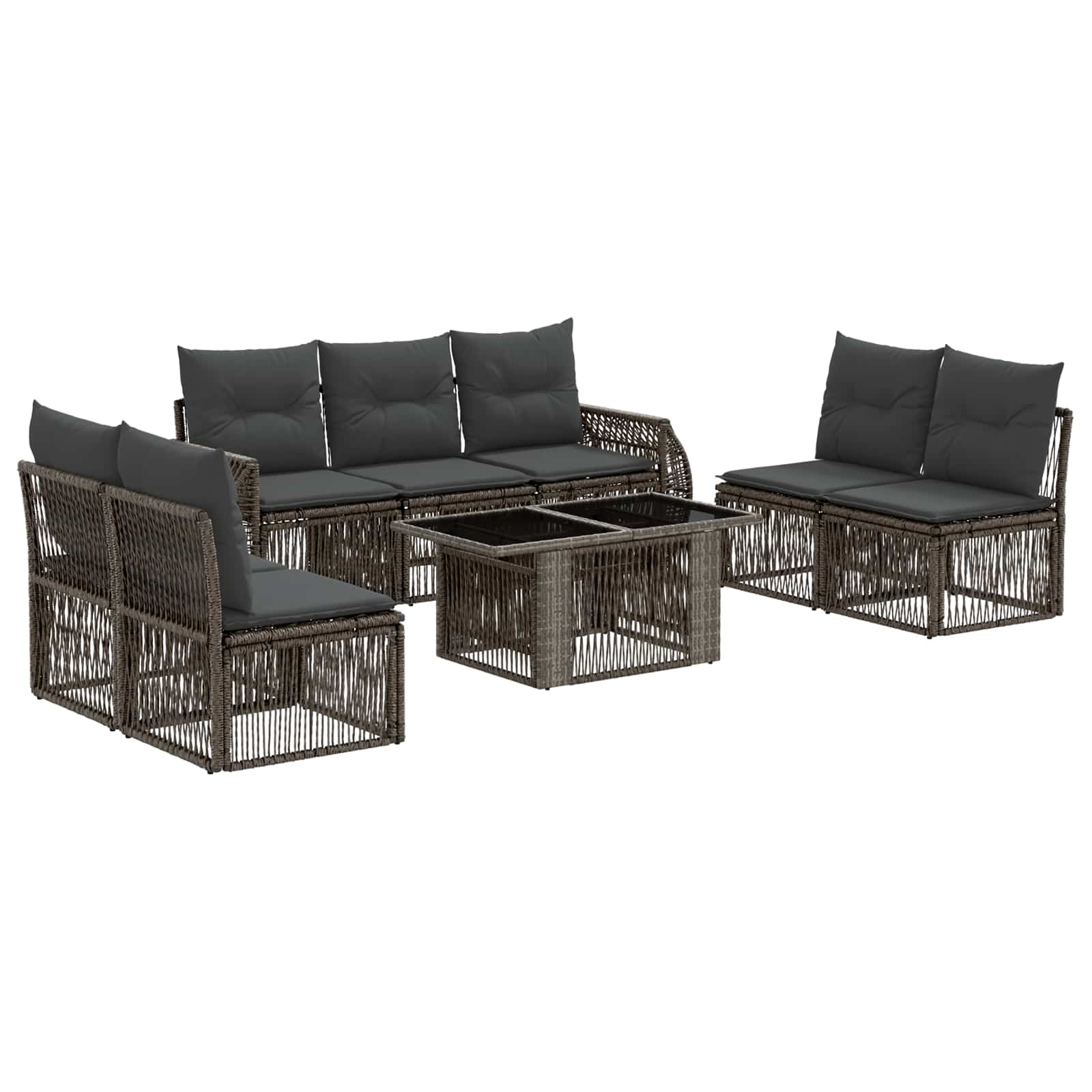 Gartensofa-set 8 stk. Grau und Dunkelgrau Poly-Rattan