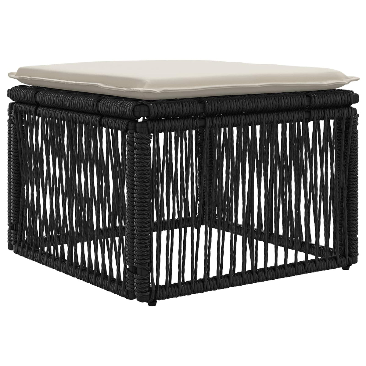 Gartensofa-set 5 stk. Schwarz und Cremeweiß Poly-Rattan