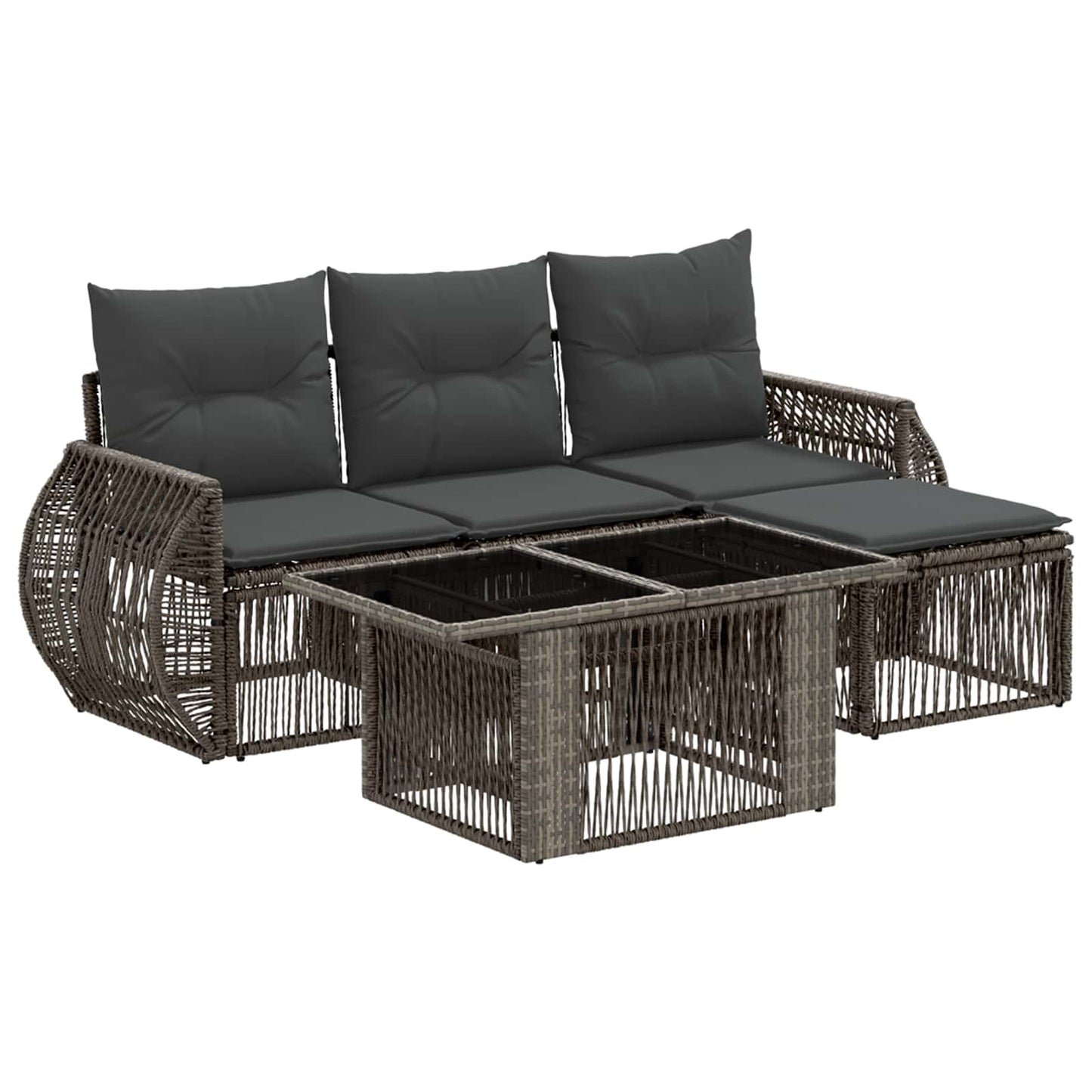 Gartensofa-set 5 stk. Grau und Dunkelgrau Poly-Rattan