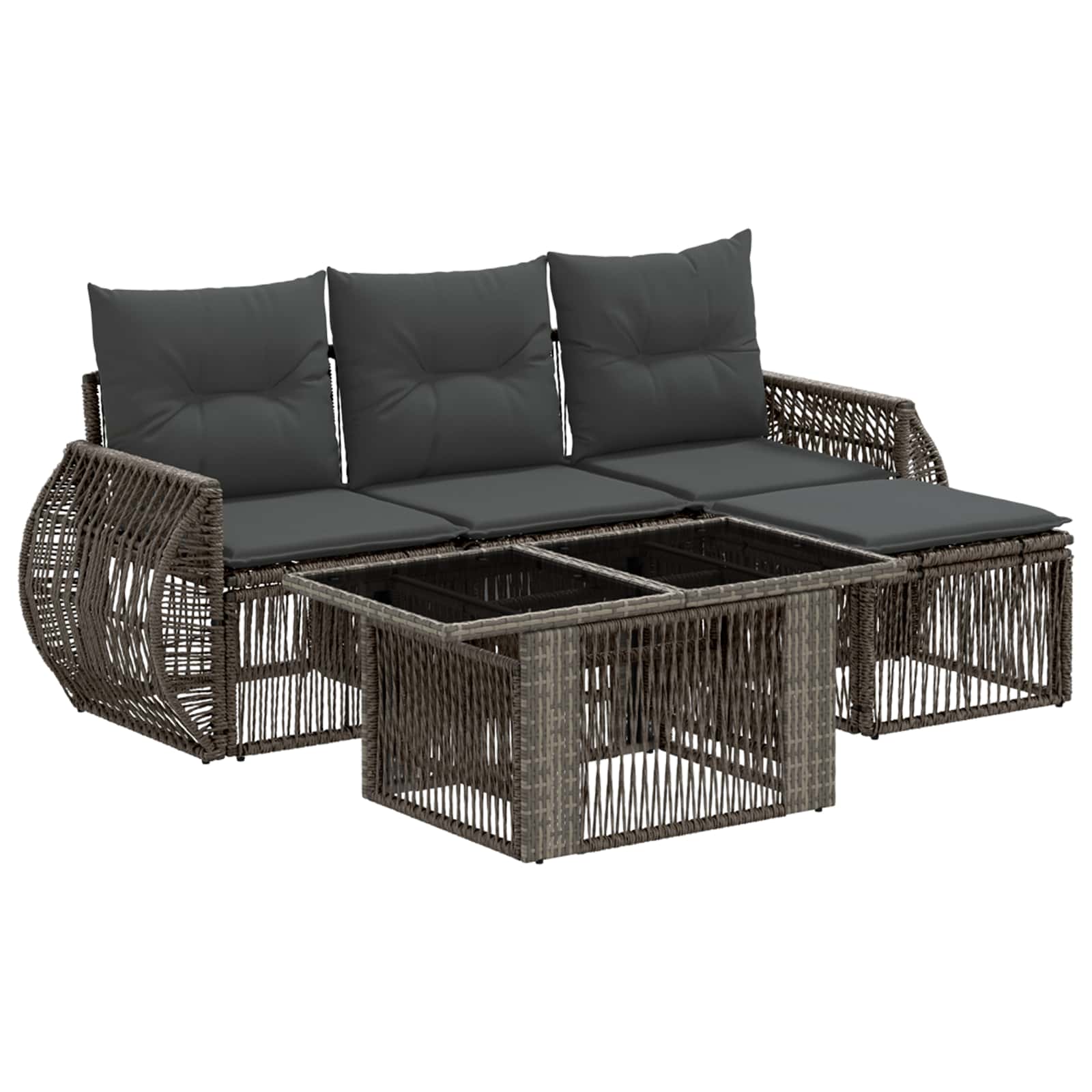 Gartensofa-set 5 stk. Grau und Dunkelgrau Poly-Rattan