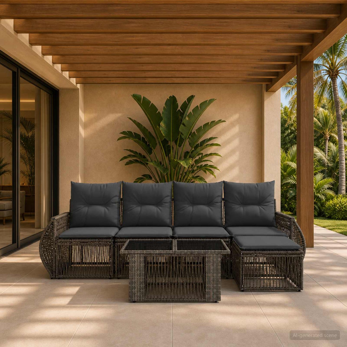 Gartensofa-set 6 stk. Grau und Dunkelgrau Poly-Rattan