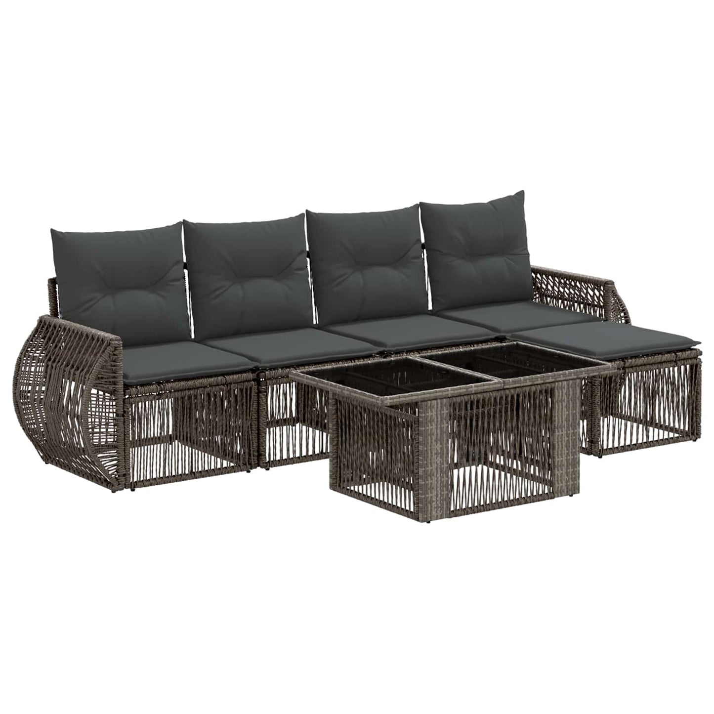 Gartensofa-set 6 stk. Grau und Dunkelgrau Poly-Rattan