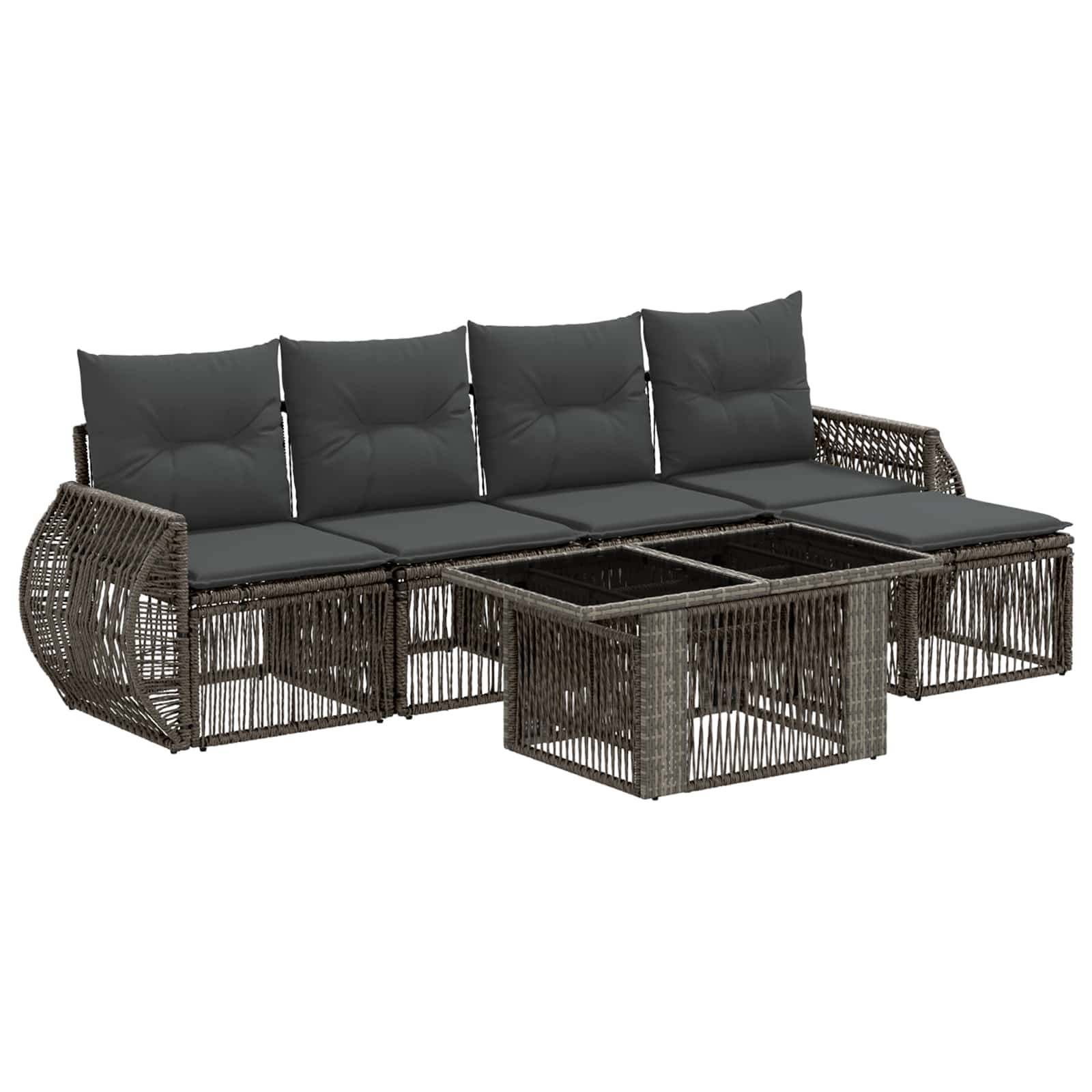 Gartensofa-set 6 stk. Grau und Dunkelgrau Poly-Rattan