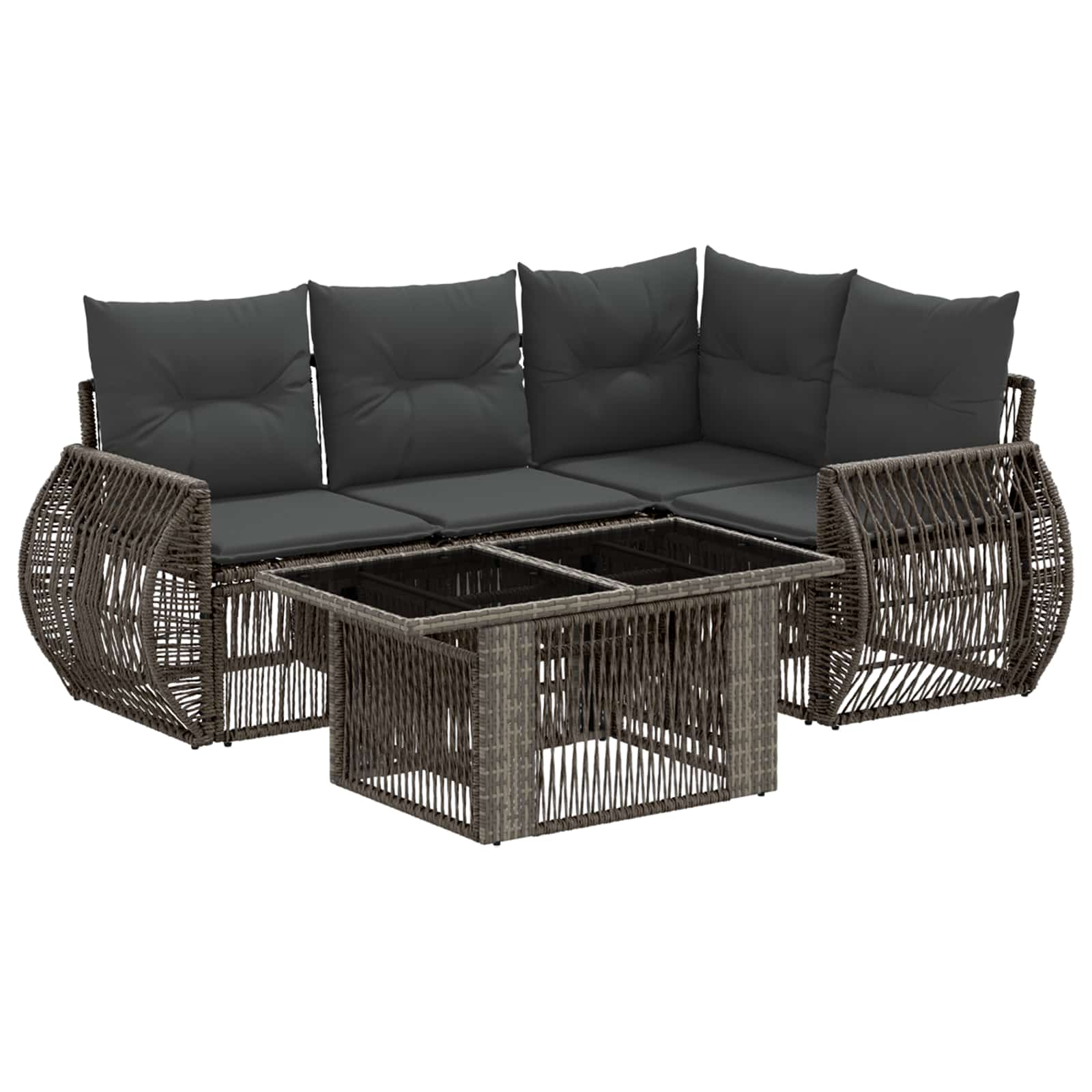 Gartensofa-set 5 stk. Grau und Dunkelgrau Poly-Rattan