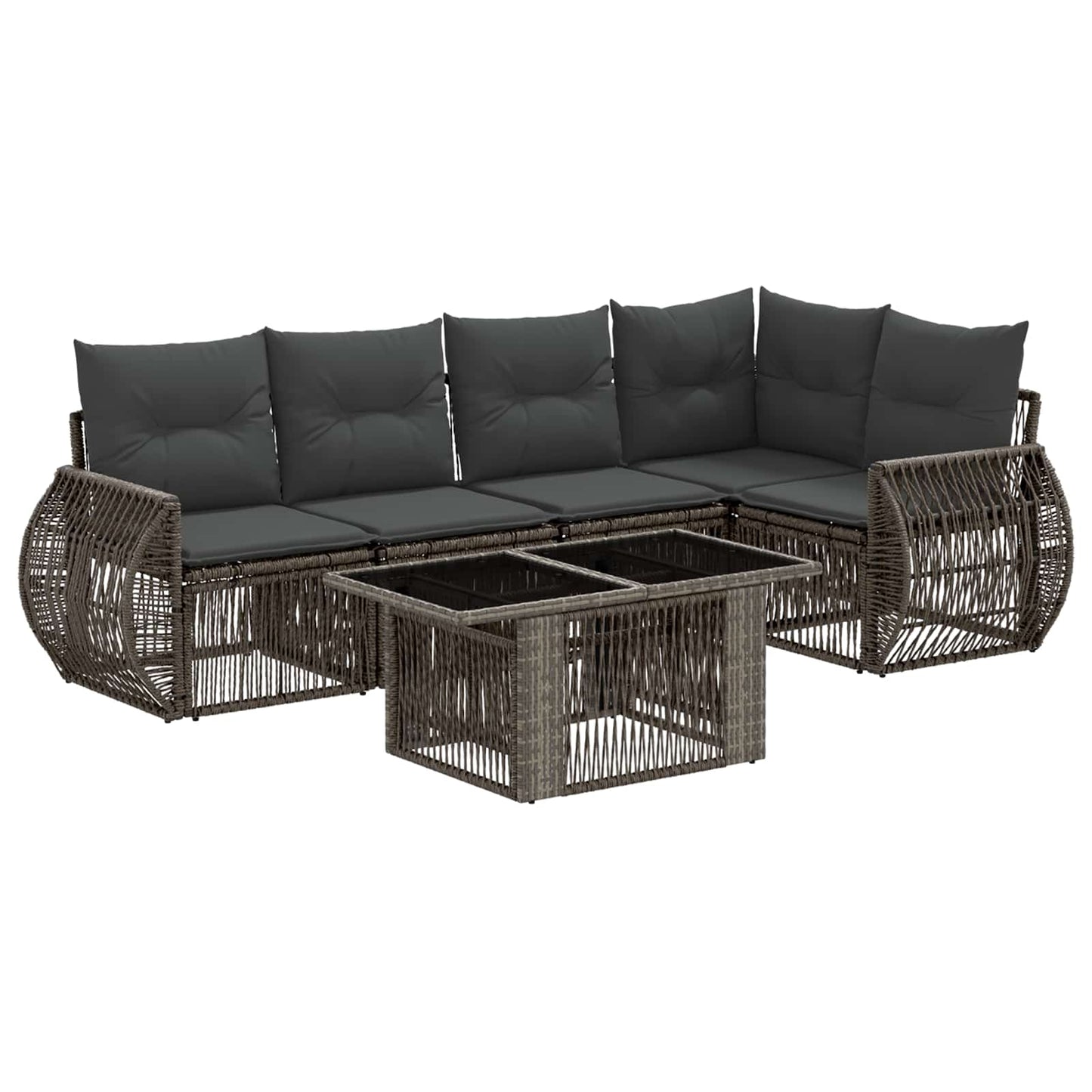 Gartensofa-set 6 stk. Grau und Dunkelgrau Poly-Rattan