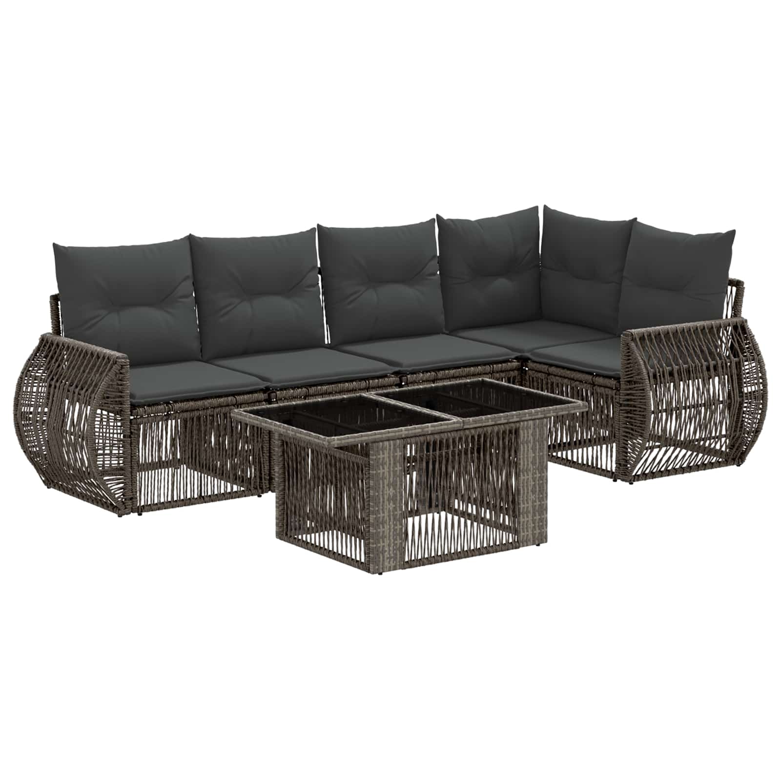 Gartensofa-set 6 stk. Grau und Dunkelgrau Poly-Rattan