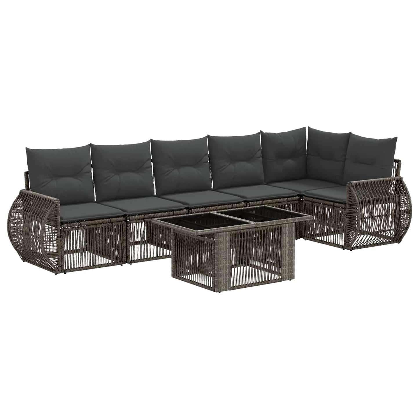 Gartensofa-set 7 stk. Grau und Dunkelgrau Poly-Rattan