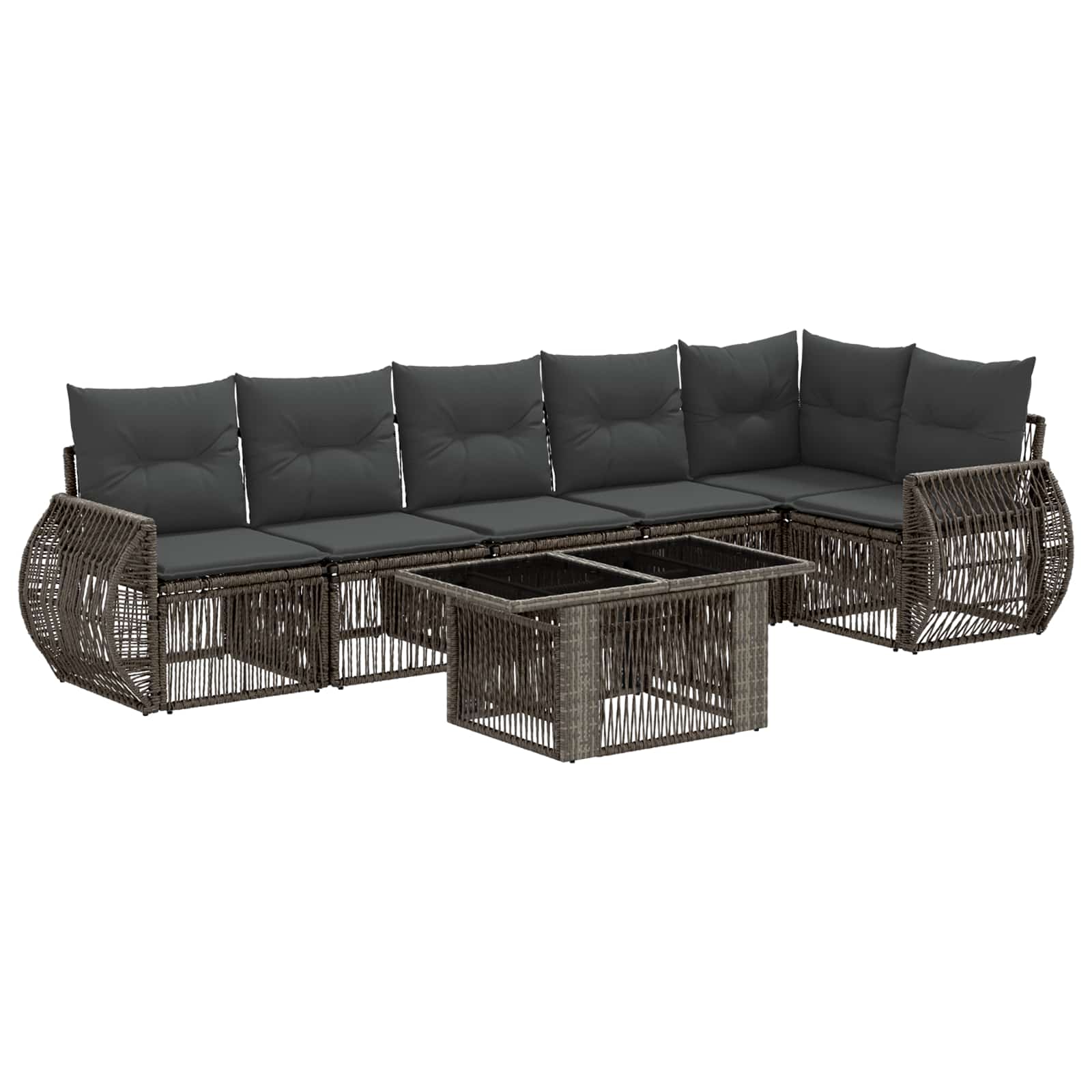Gartensofa-set 7 stk. Grau und Dunkelgrau Poly-Rattan
