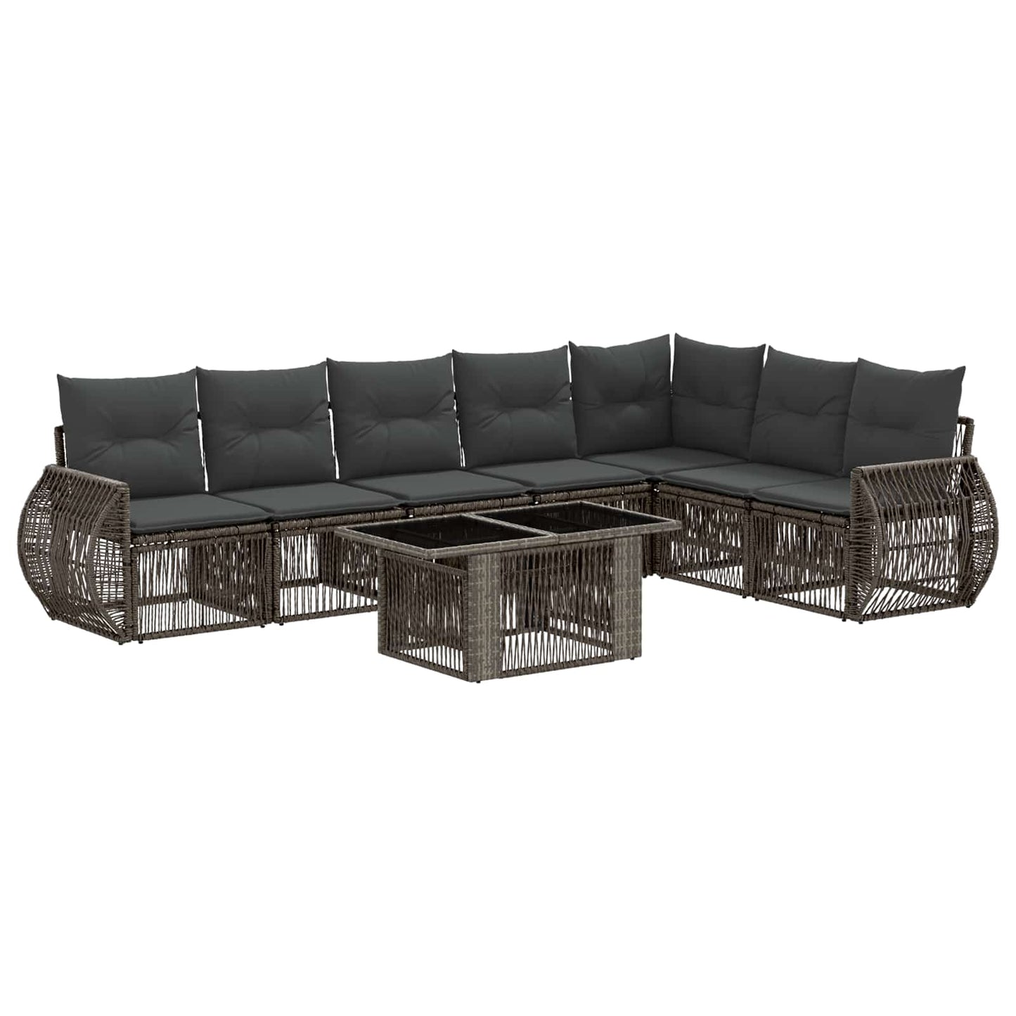 Gartensofa-set 8 stk. Grau und Dunkelgrau Poly-Rattan