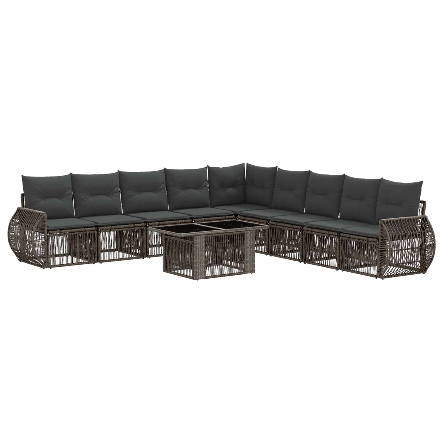 Gartensofa-set 10 stk. Grau und Dunkelgrau Poly-Rattan