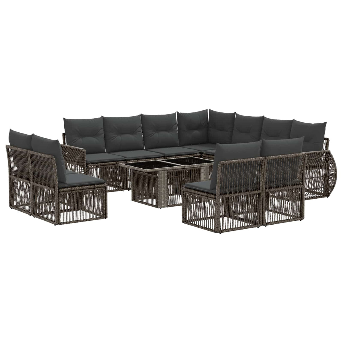 Gartensofa-set 12 stk. Grau und Dunkelgrau Poly-Rattan