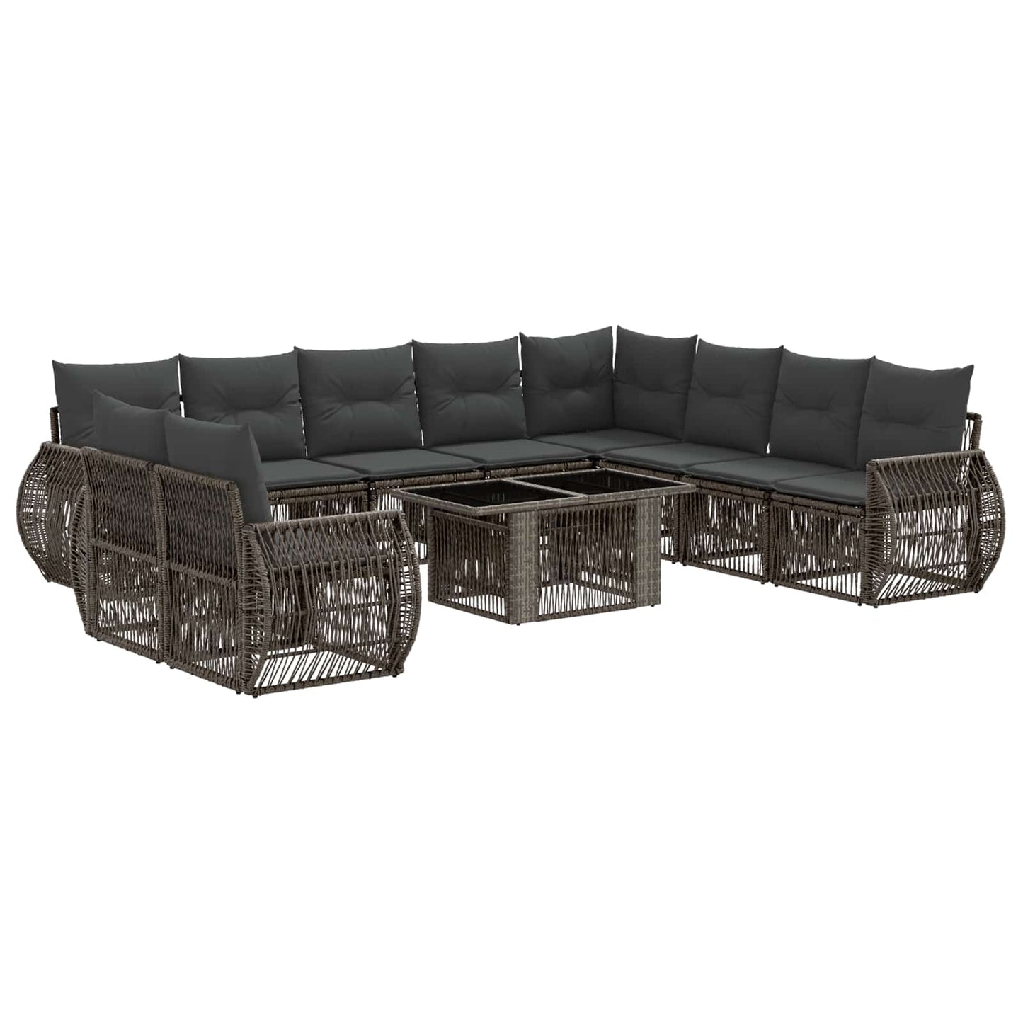 Gartensofa-set 11 stk. Grau und Dunkelgrau Poly-Rattan