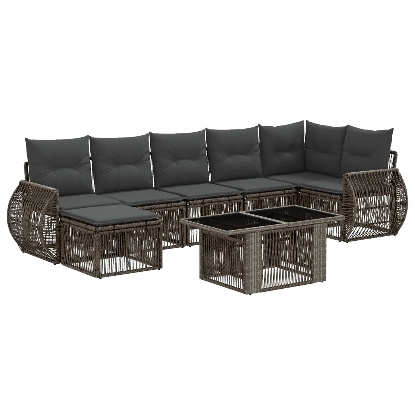 Gartensofa-set 8 stk. Grau und Dunkelgrau Poly-Rattan