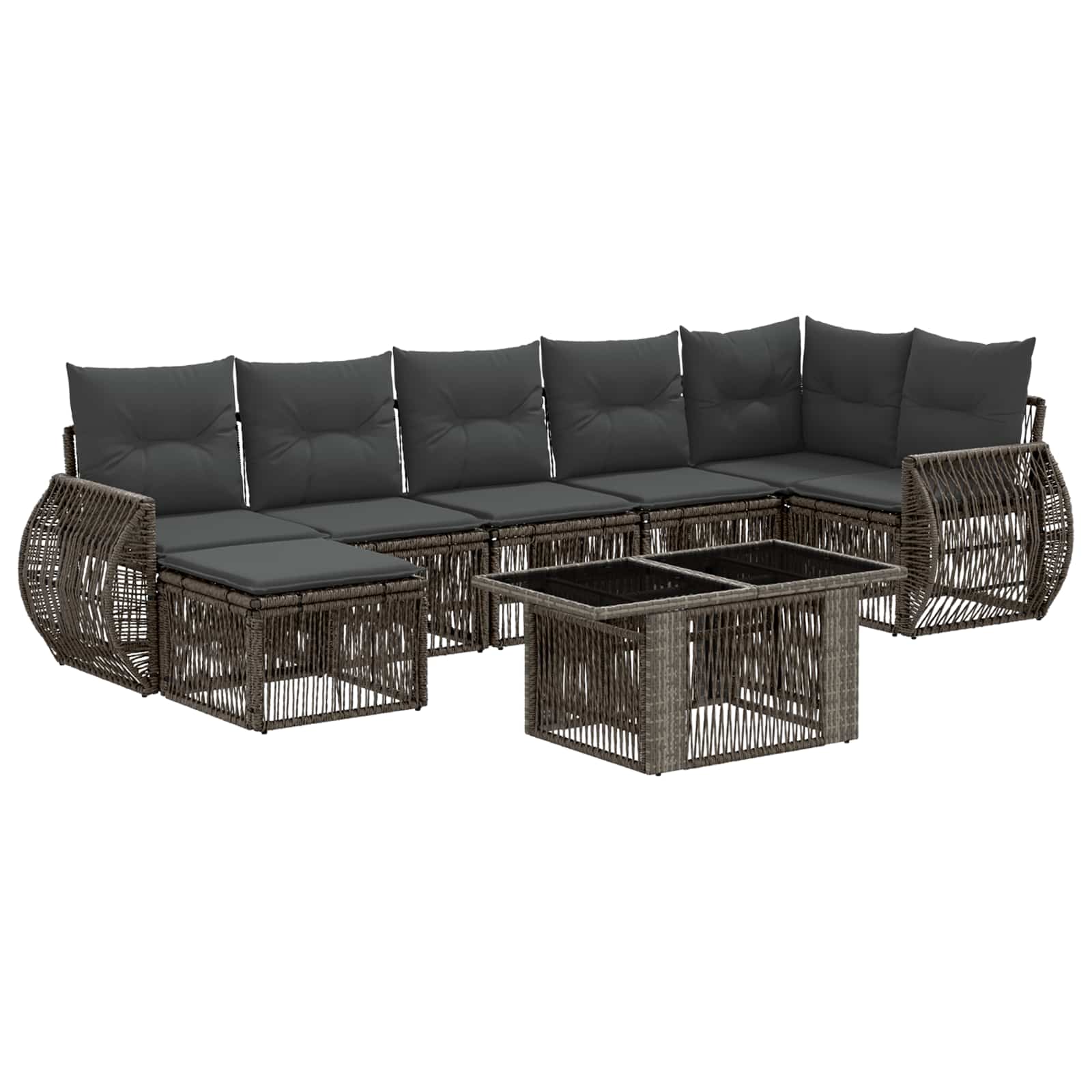 Gartensofa-set 8 stk. Grau und Dunkelgrau Poly-Rattan