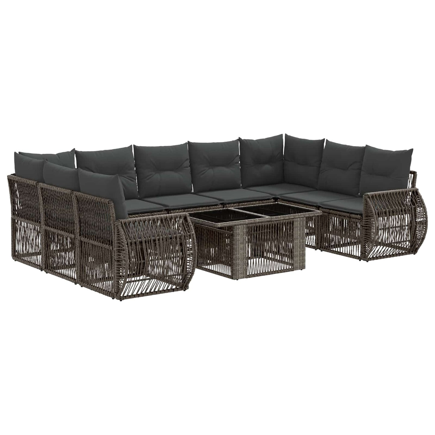 Gartensofa-set 10 stk. Grau und Dunkelgrau Poly-Rattan