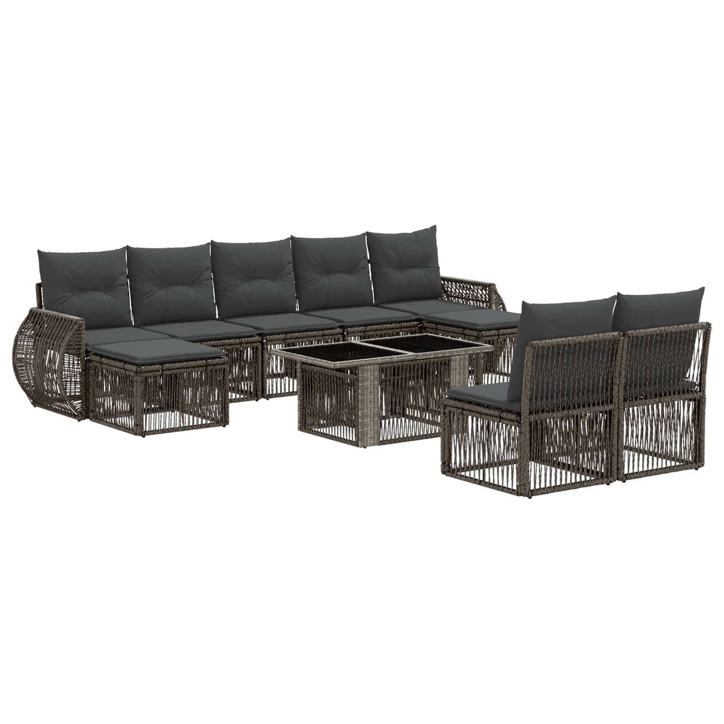 Gartensofa-set 10 stk. Grau und Dunkelgrau Poly-Rattan