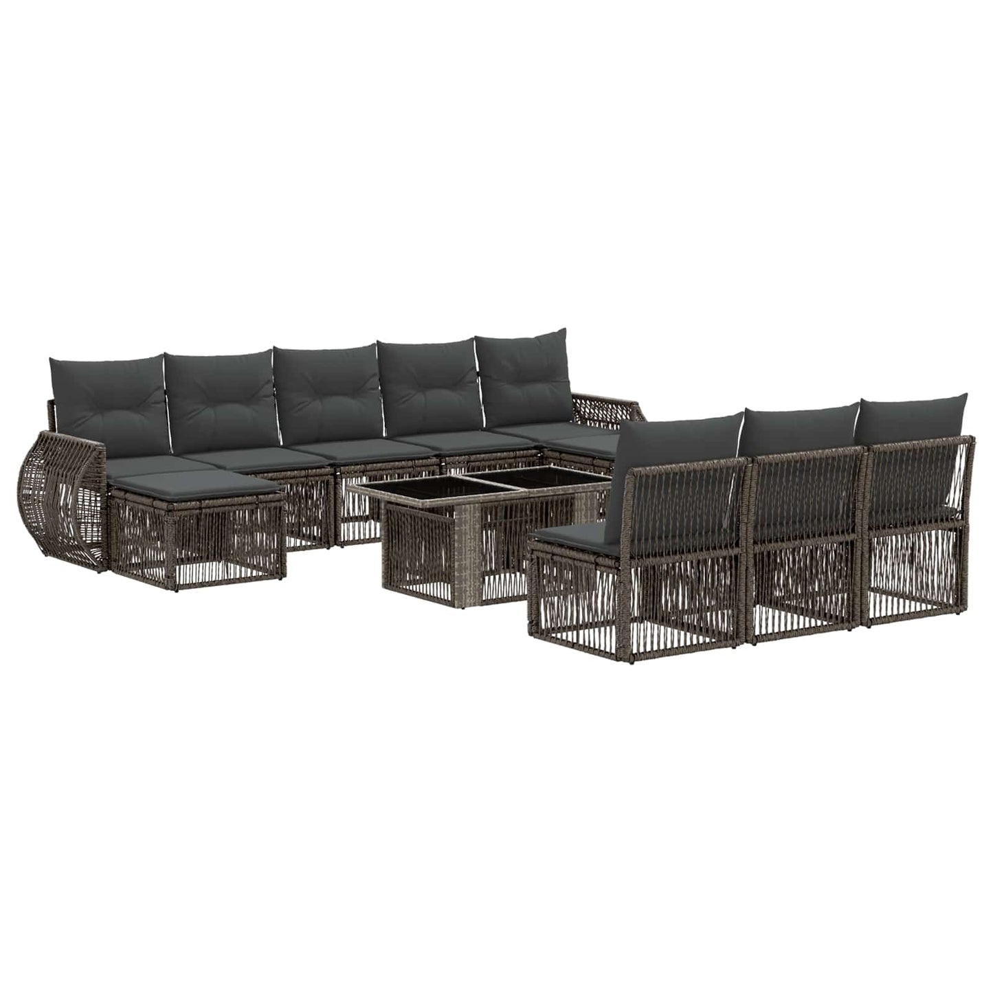 Gartensofa-set 11 stk. Grau und Dunkelgrau Poly-Rattan