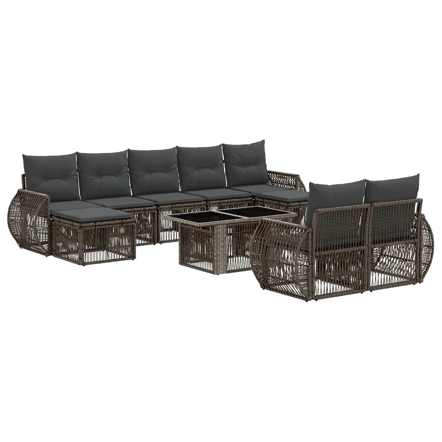 Gartensofa-set 10 stk. Grau und Dunkelgrau Poly-Rattan