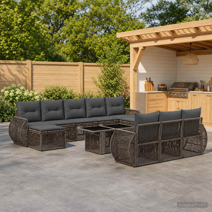 Gartensofa-set 11 stk. Grau und Dunkelgrau Poly-Rattan
