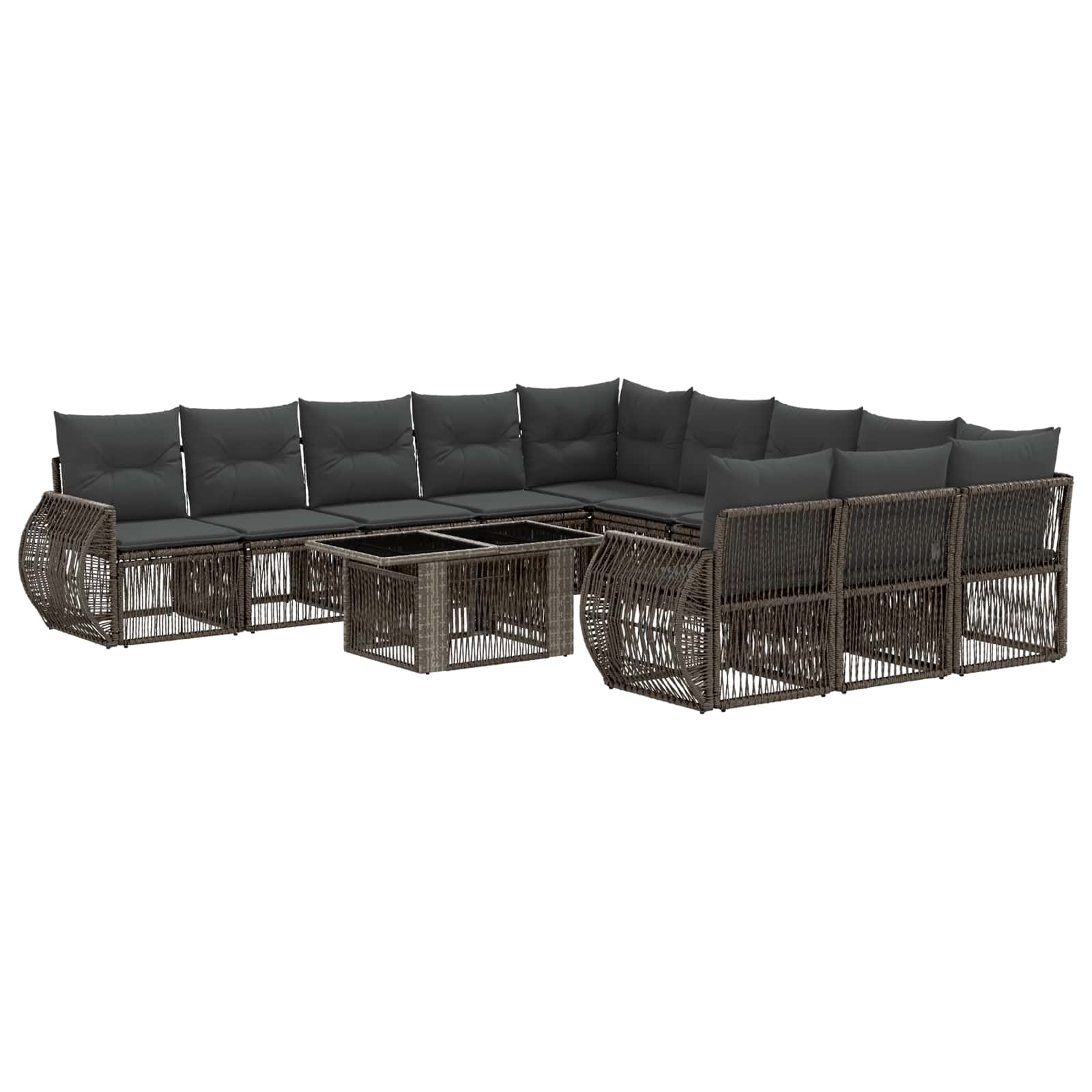 Gartensofa-set 12 stk. Grau und Dunkelgrau Poly-Rattan