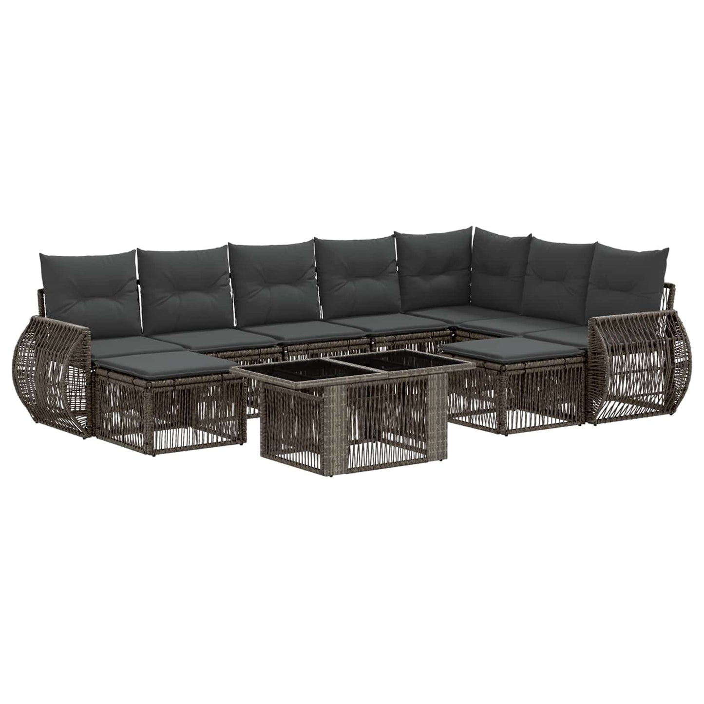 Gartensofa-set 10 stk. Grau und Dunkelgrau Poly-Rattan