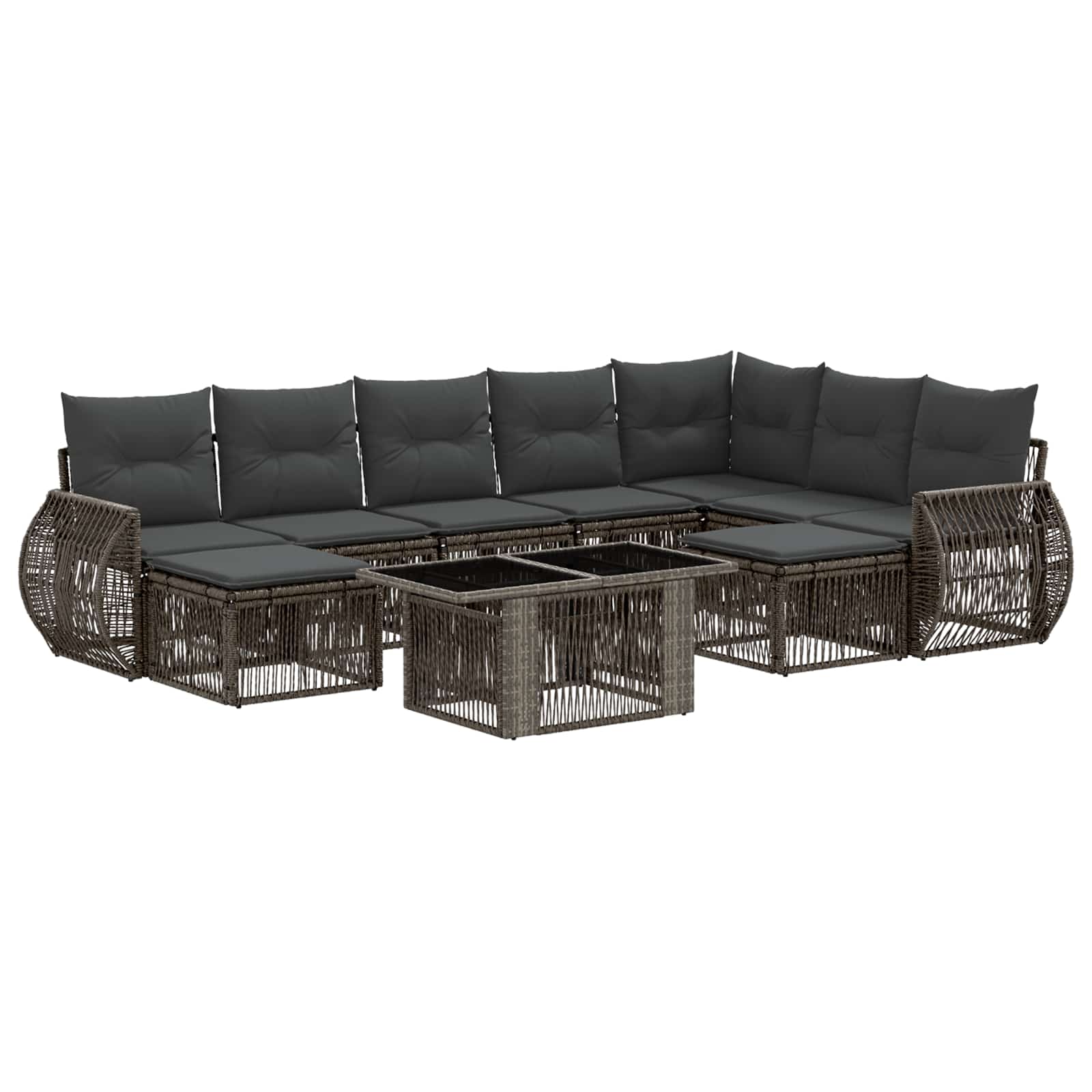 Gartensofa-set 10 stk. Grau und Dunkelgrau Poly-Rattan