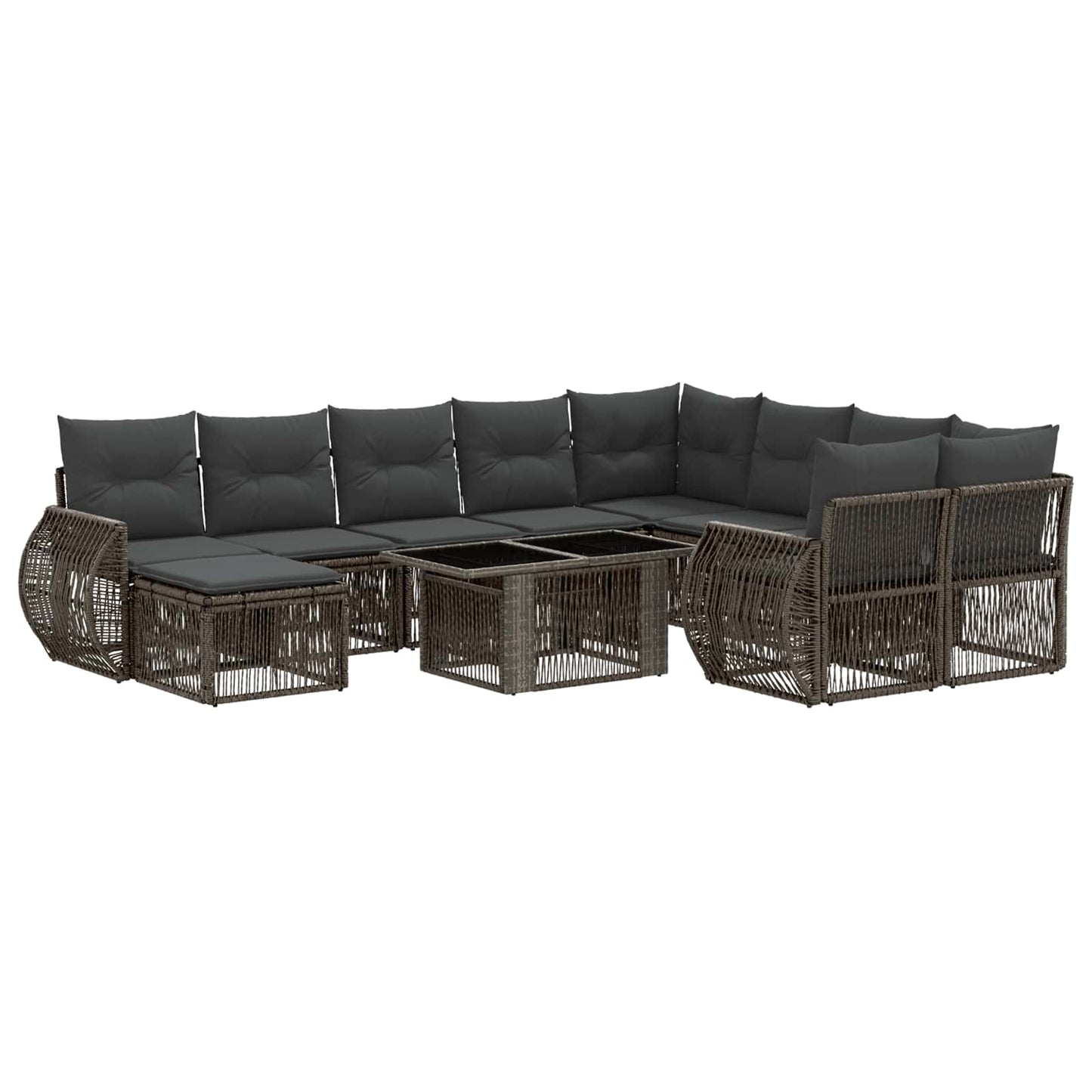 Gartensofa-set 11 stk. Grau und Dunkelgrau Poly-Rattan